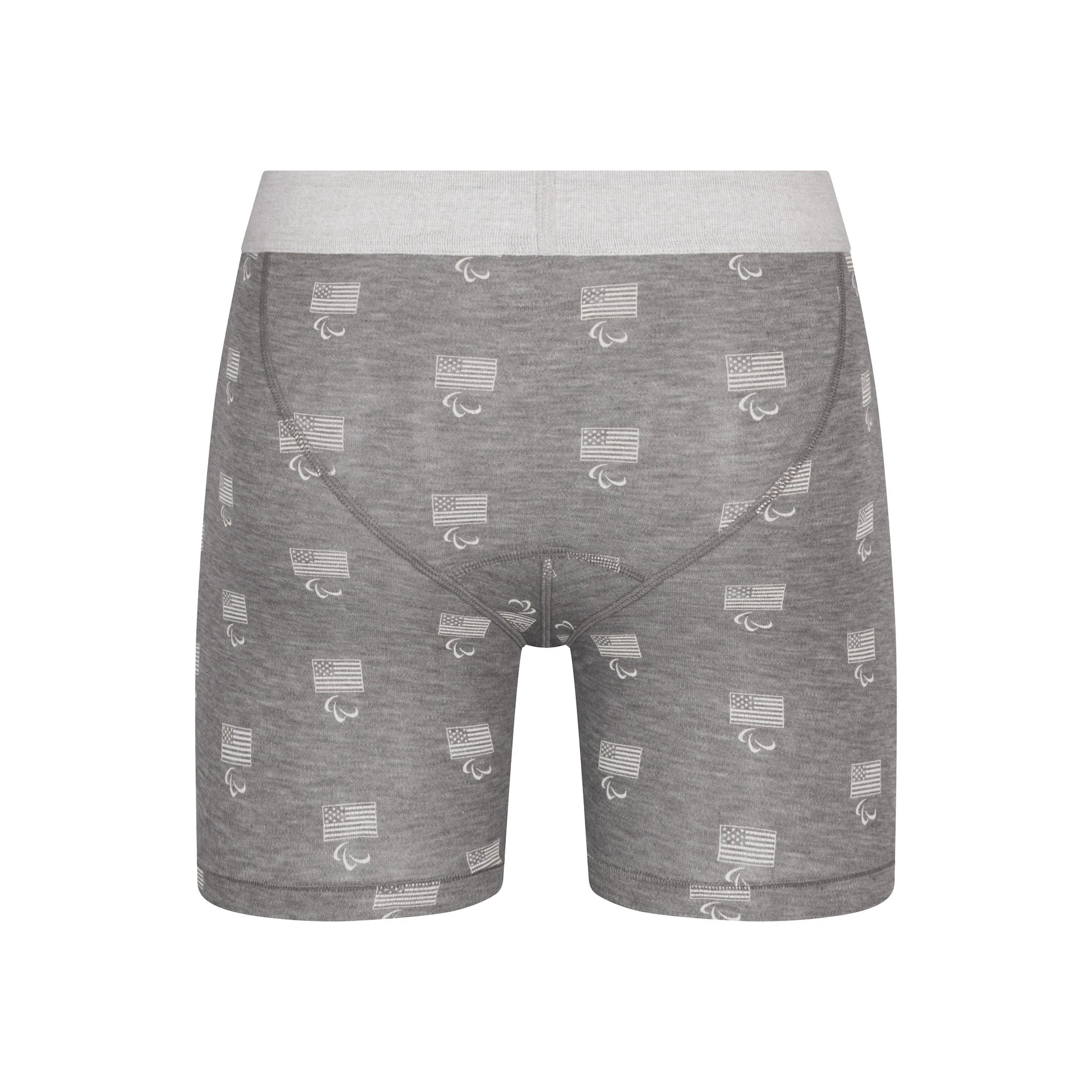 SKIMS FOR TEAM USA SKIMS COTTON MENS PARALYMPIC 5 " BOXER BRIEF | HEATHER GREY FLAT ON A WHITE BACKGROUND | FLT