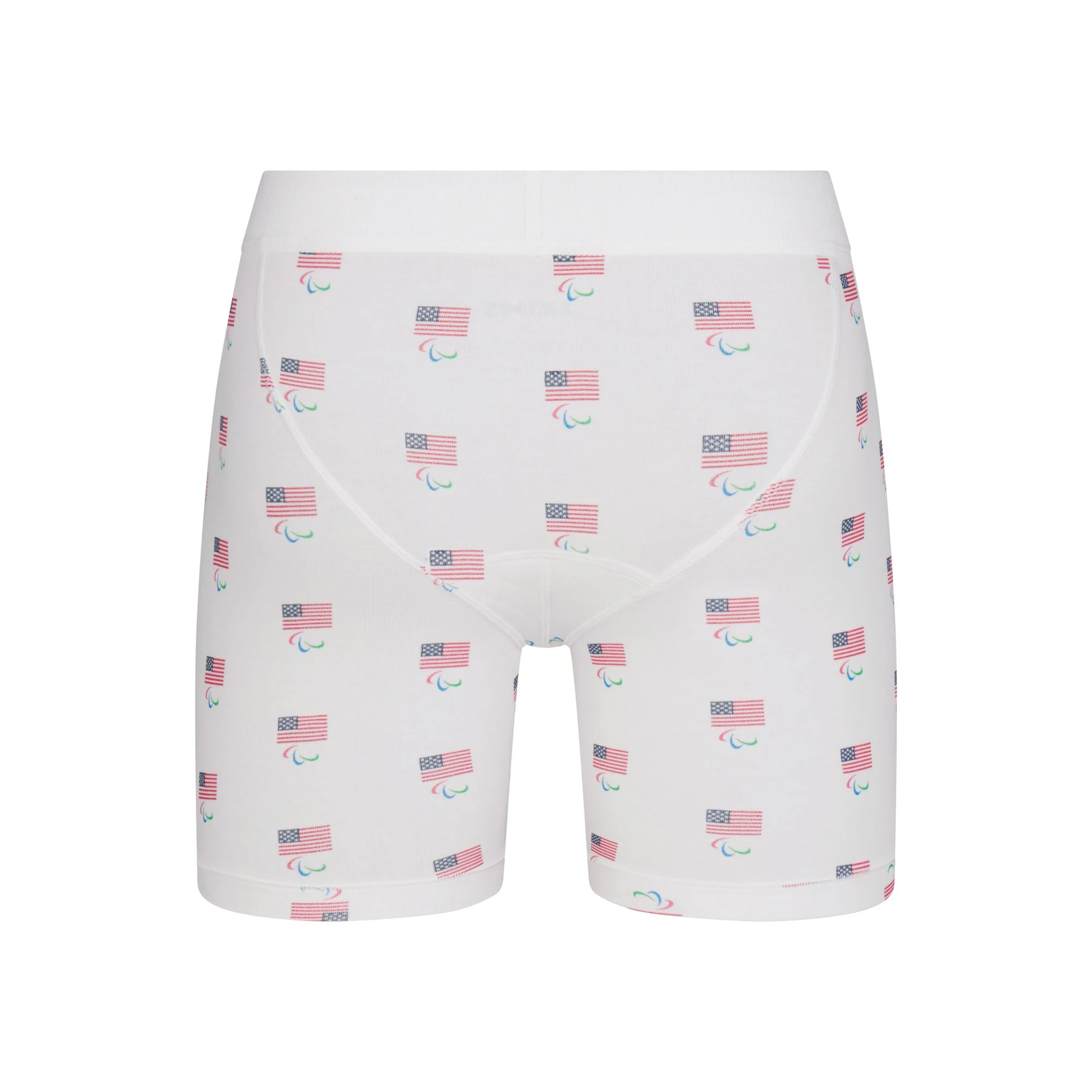 SKIMS FOR TEAM USA SKIMS COTTON MENS PARALYMPIC 5 " BOXER BRIEF | WHITE FLAT ON A WHITE BACKGROUND | FLT
