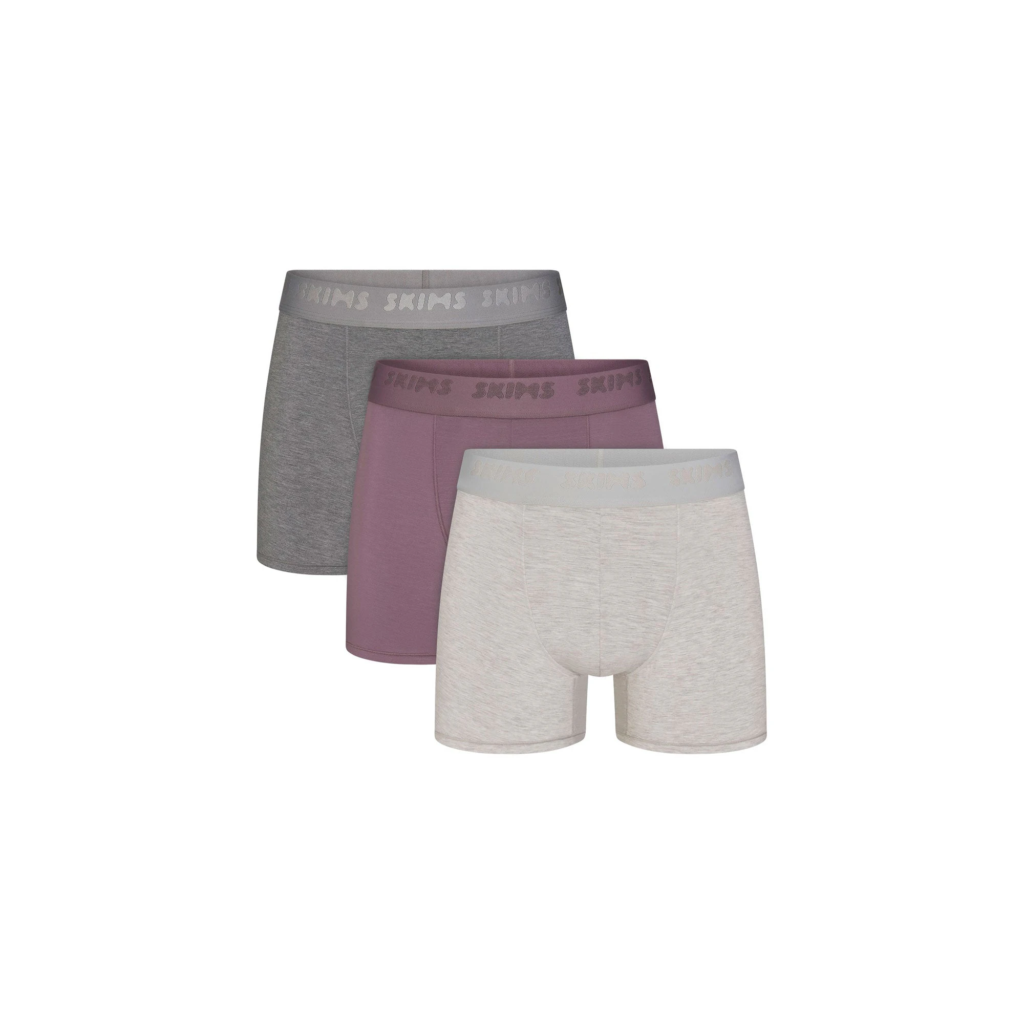 SKIMS STRETCH MENS 3" BOXER BRIEF 5-PACK | IRIS HEATHER MULTI FLAT ON A WHITE BACKGROUND | FLT @ | FOCUS: 0.0, 1.0, 0.9