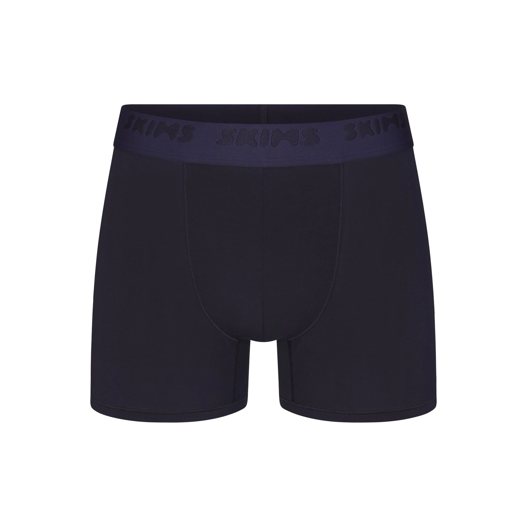 SKIMS STRETCH MENS 3" BOXER BRIEF | MIDNIGHT BLUE (MENS BOXERS, MENS UNDERWEAR) LAYS FLAT ON A WHITE BACKGROUND | FLT