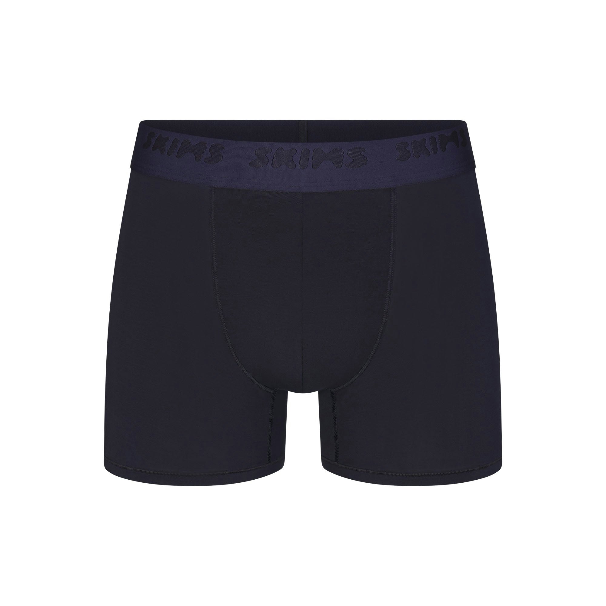 SKIMS STRETCH MENS 3" BOXER BRIEF | MIDNIGHT BLUE (MENS BOXERS, MENS UNDERWEAR) LAYS FLAT ON A WHITE BACKGROUND | FLT