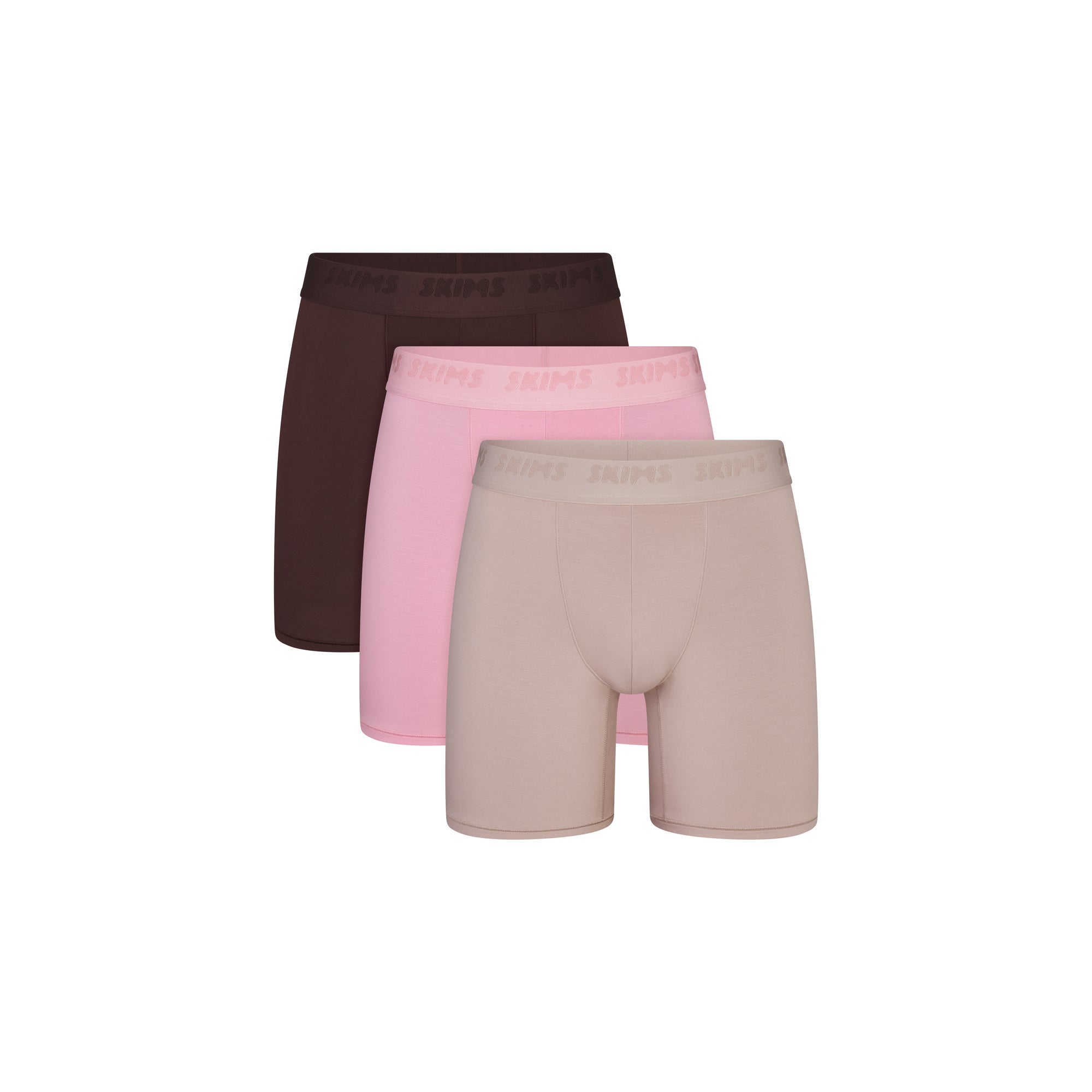 SKIMS STRETCH MENS 5" BOXER BRIEF 3-PACK | HALITE STONE MULTI FLAT ON A WHITE BACKGROUND | FLT @ | FOCUS: 0.0, 1.0, 0.9