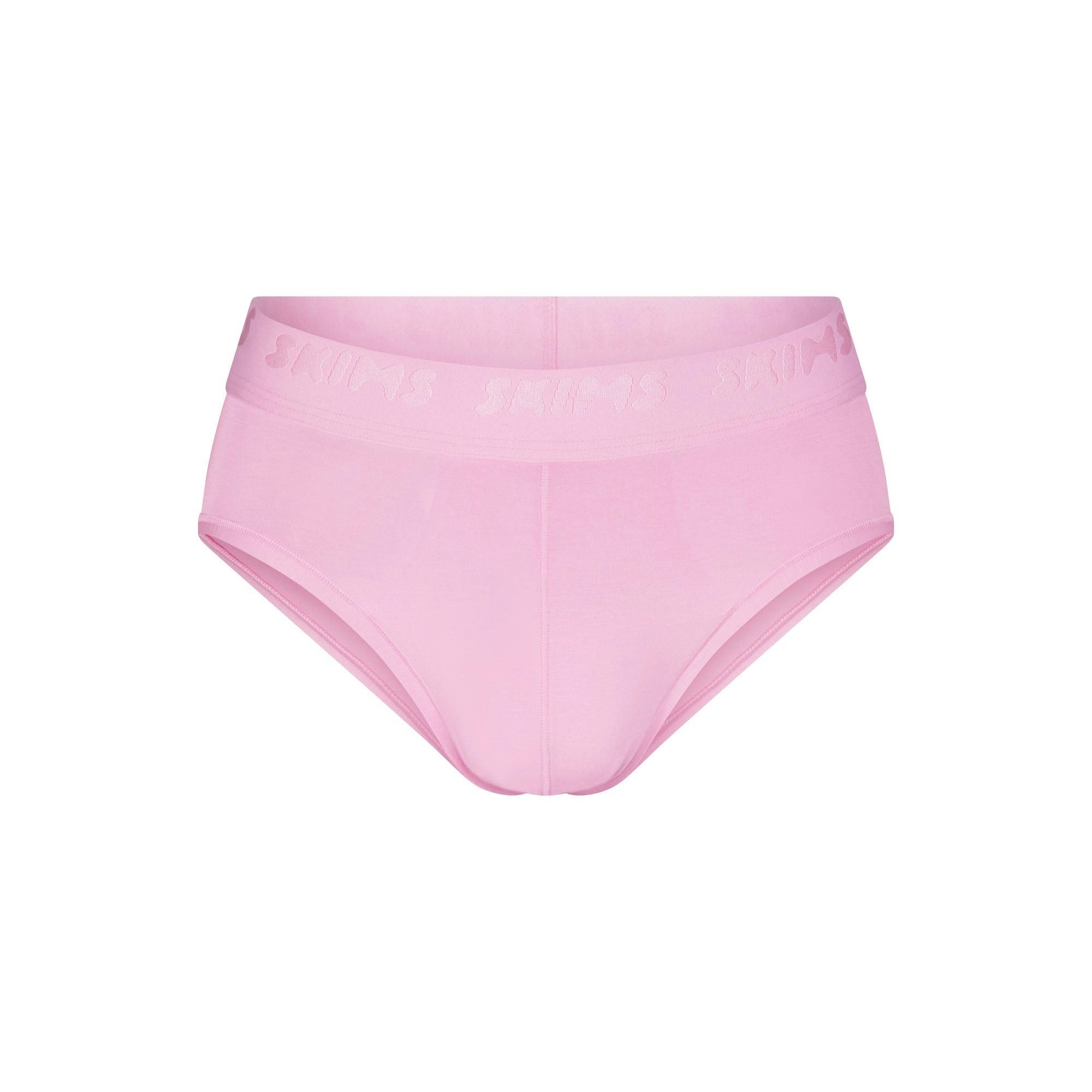 SKIMS STRETCH MENS BRIEF | BUBBLE GUM (MENS BRIEFS, MENS UNDERWEAR) LAYS FLAT ON A WHITE BACKGROUND