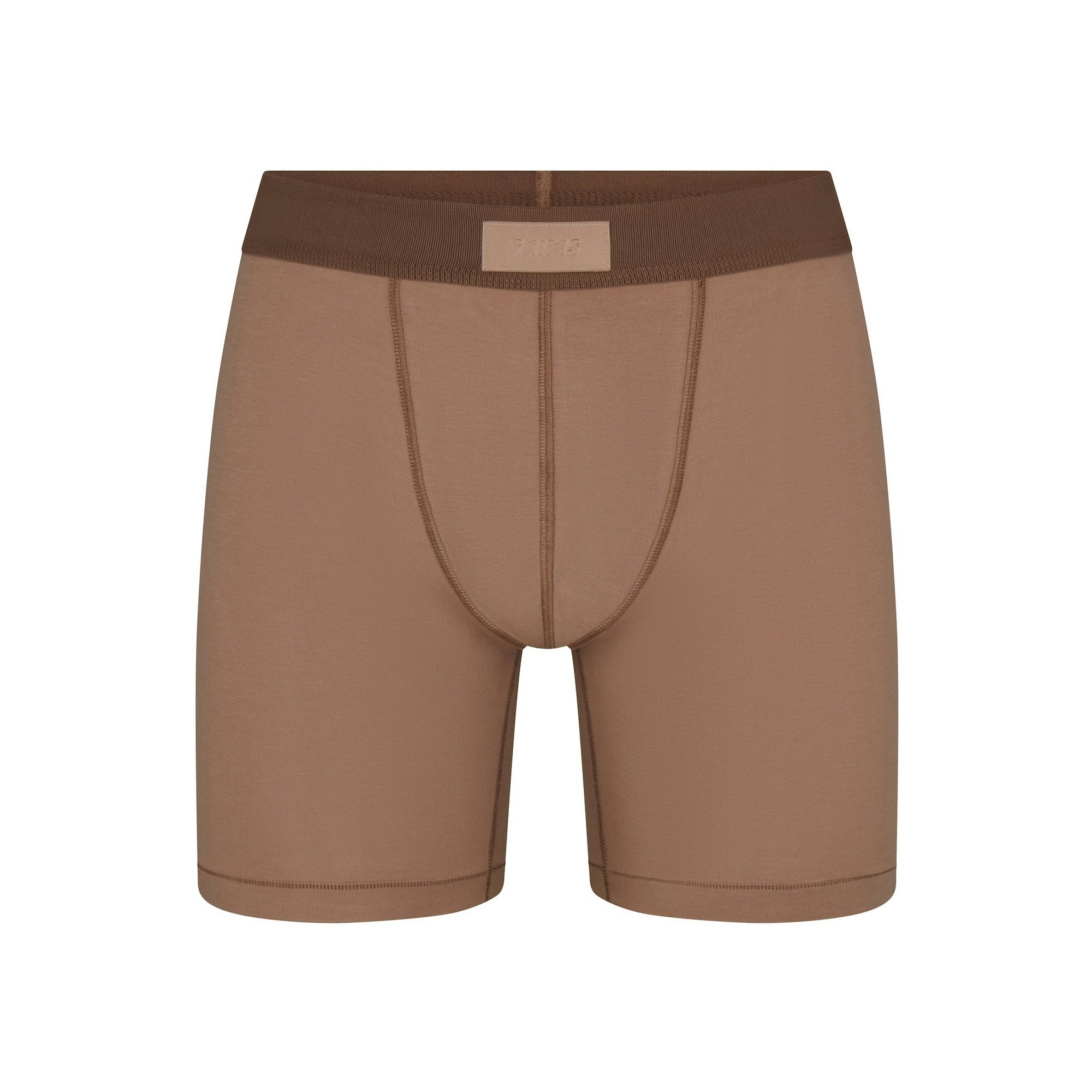 SKIMS COTTON MENS 5" BOXER BRIEF | SIENNA (MENS BOXERS) FLAT ON A WHITE BACKGROUND | FLT