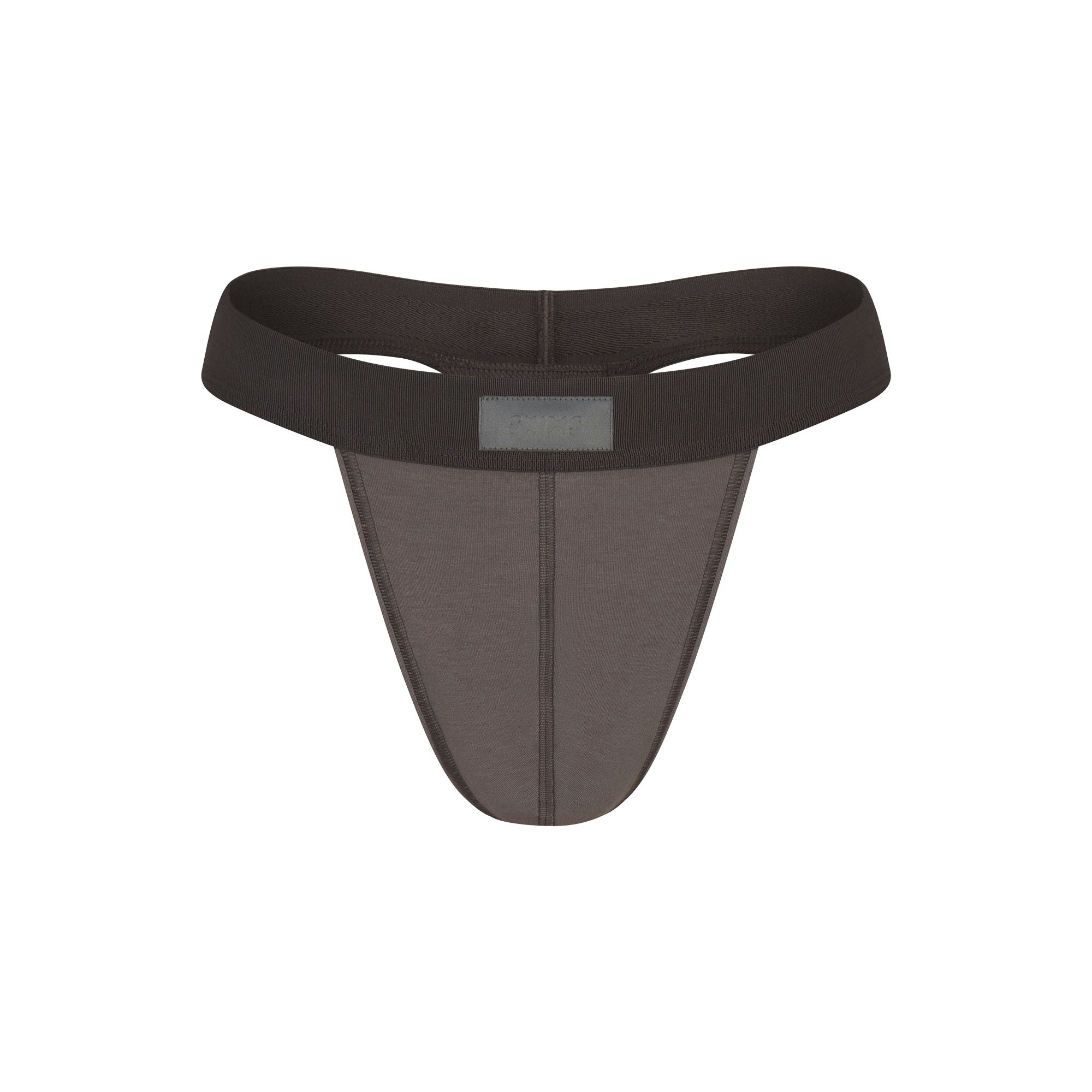 SKIMS COTTON MENS THONG | WASHED GUNMETAL FLAT ON A WHITE BACKGROUND 