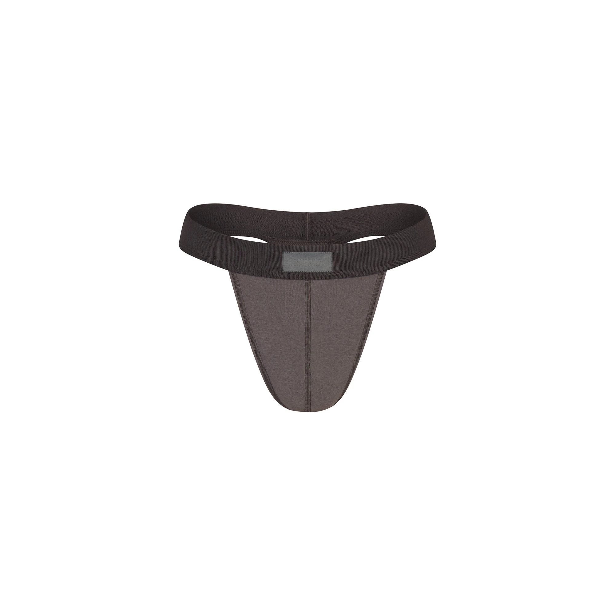 SKIMS COTTON MENS THONG | WASHED GUNMETAL FLAT ON A WHITE BACKGROUND @ | FOCUS: 0.0, 1.0, 0.9