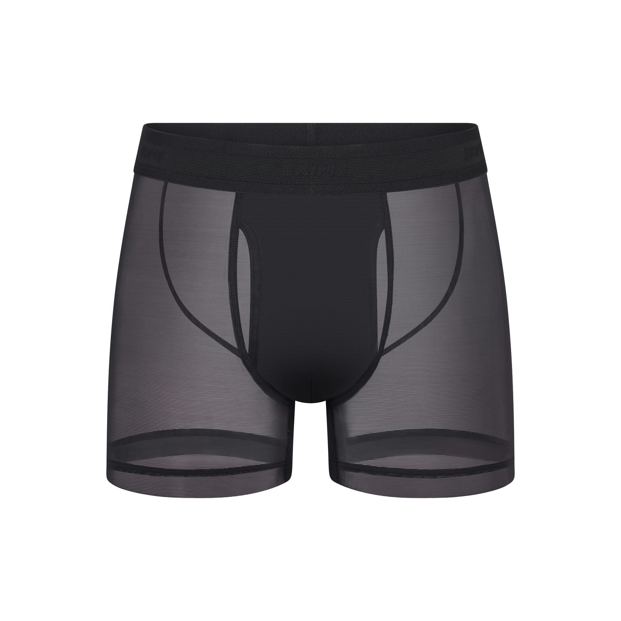 MESH MENS 3" BOXER BRIEF | OBSIDIAN FLAT ON A WHITE BACKGROUND