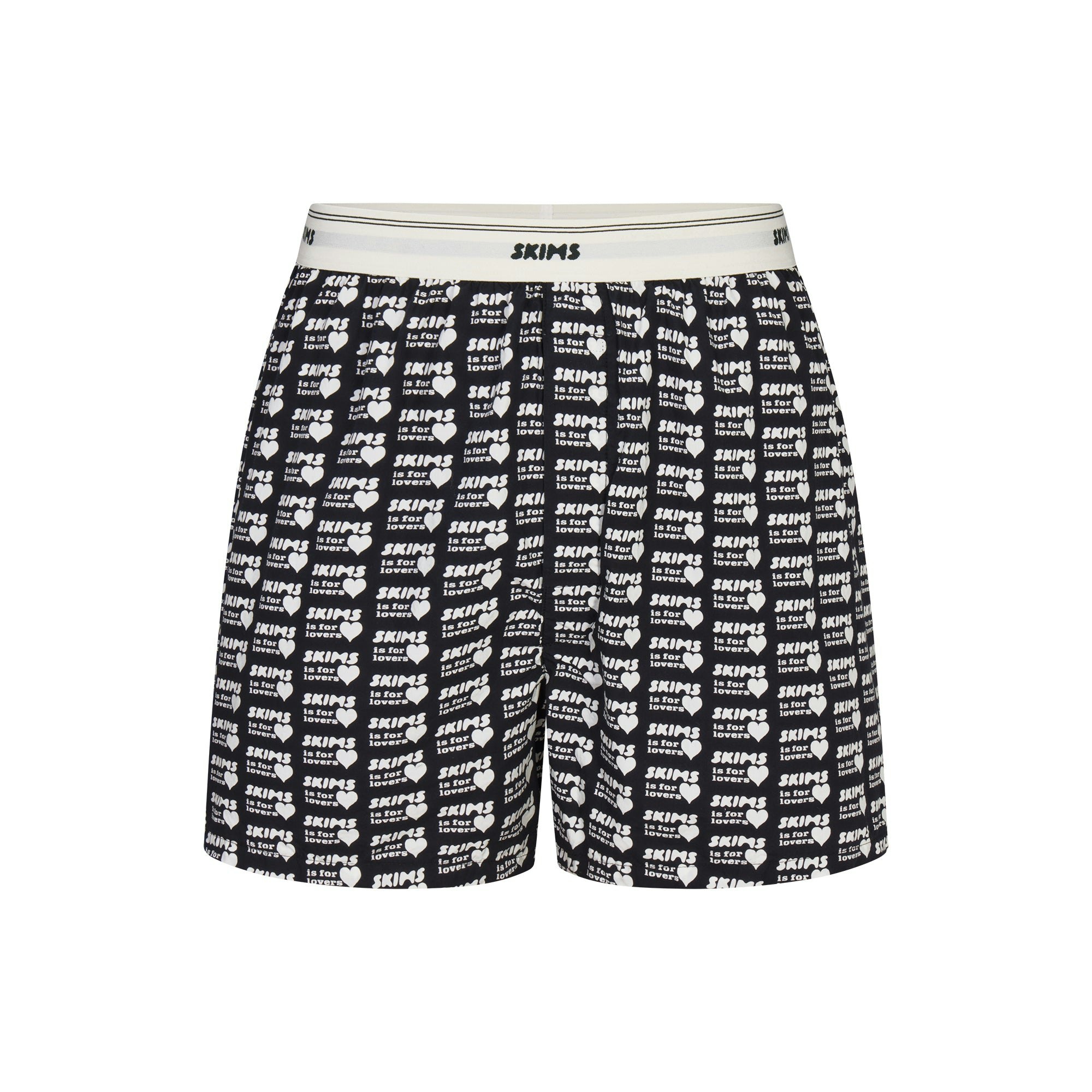 COTTON POPLIN MENS LOGO BAND BOXER | OBSIDIAN SKIMS LOVERS PRINT FLAT ON A WHITE BACKGROUND | FLT