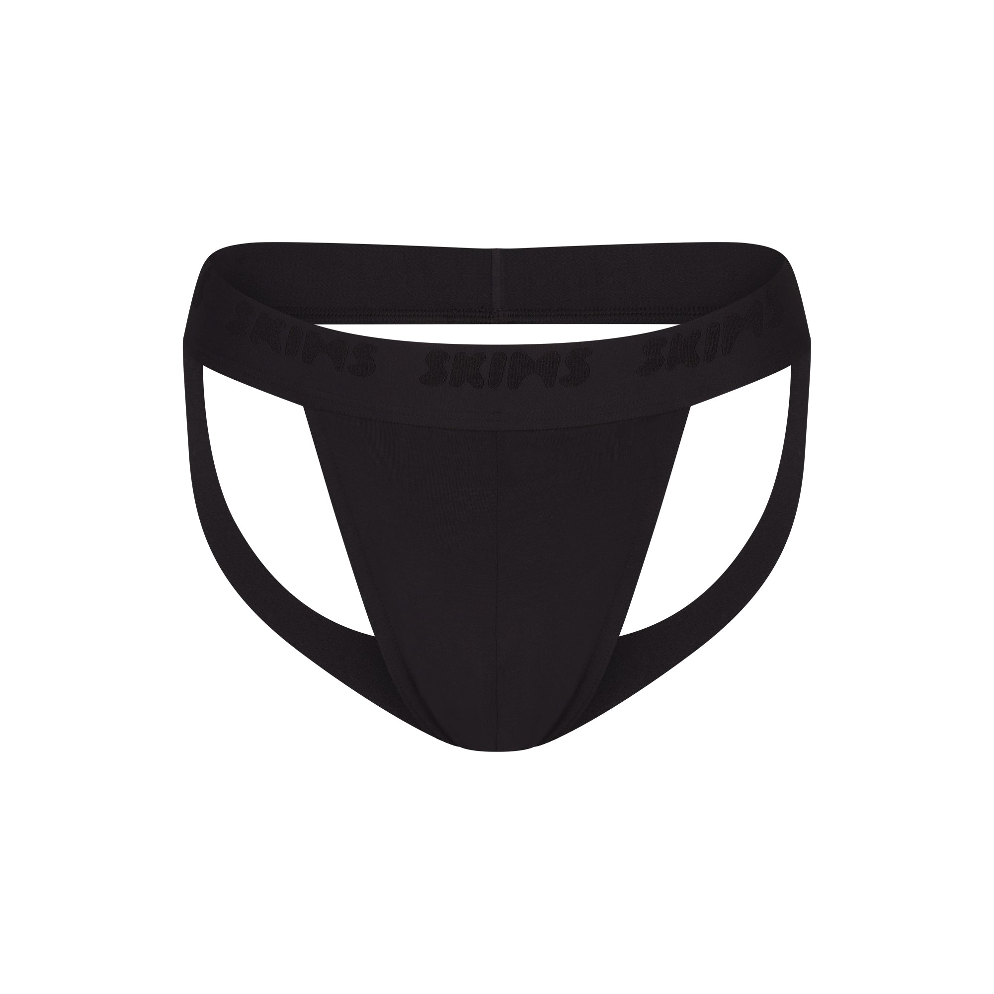 SKIMS STRETCH MENS JOCKSTRAP | OBSIDIAN FLAT ON A WHITE BACKGROUND | FLT