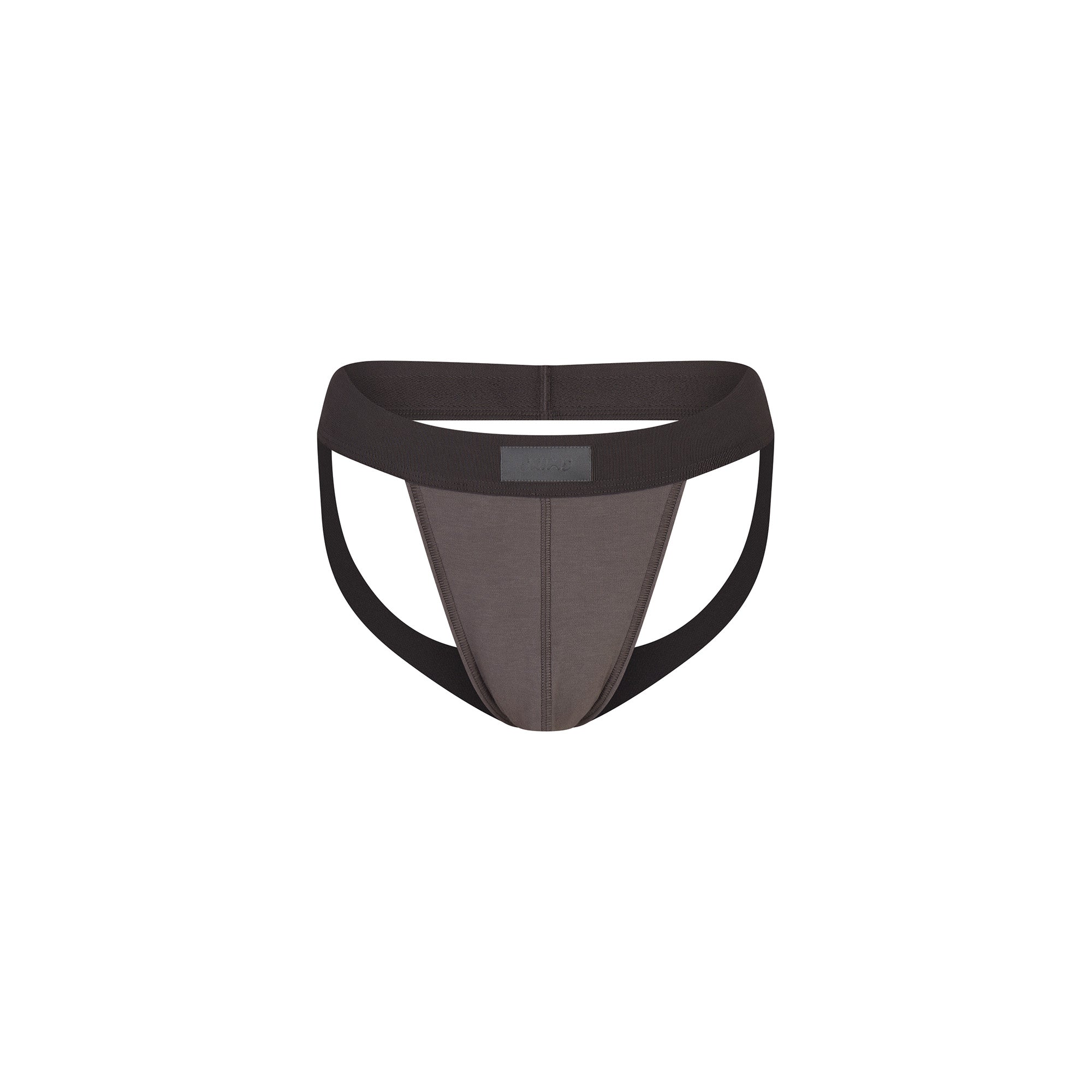 SKIMS COTTON MENS JOCKSTRAP | WASHED GUNMETAL FLAT ON A WHITE BACKGROUND @ | FOCUS: 0.0, 1.0, 0.9