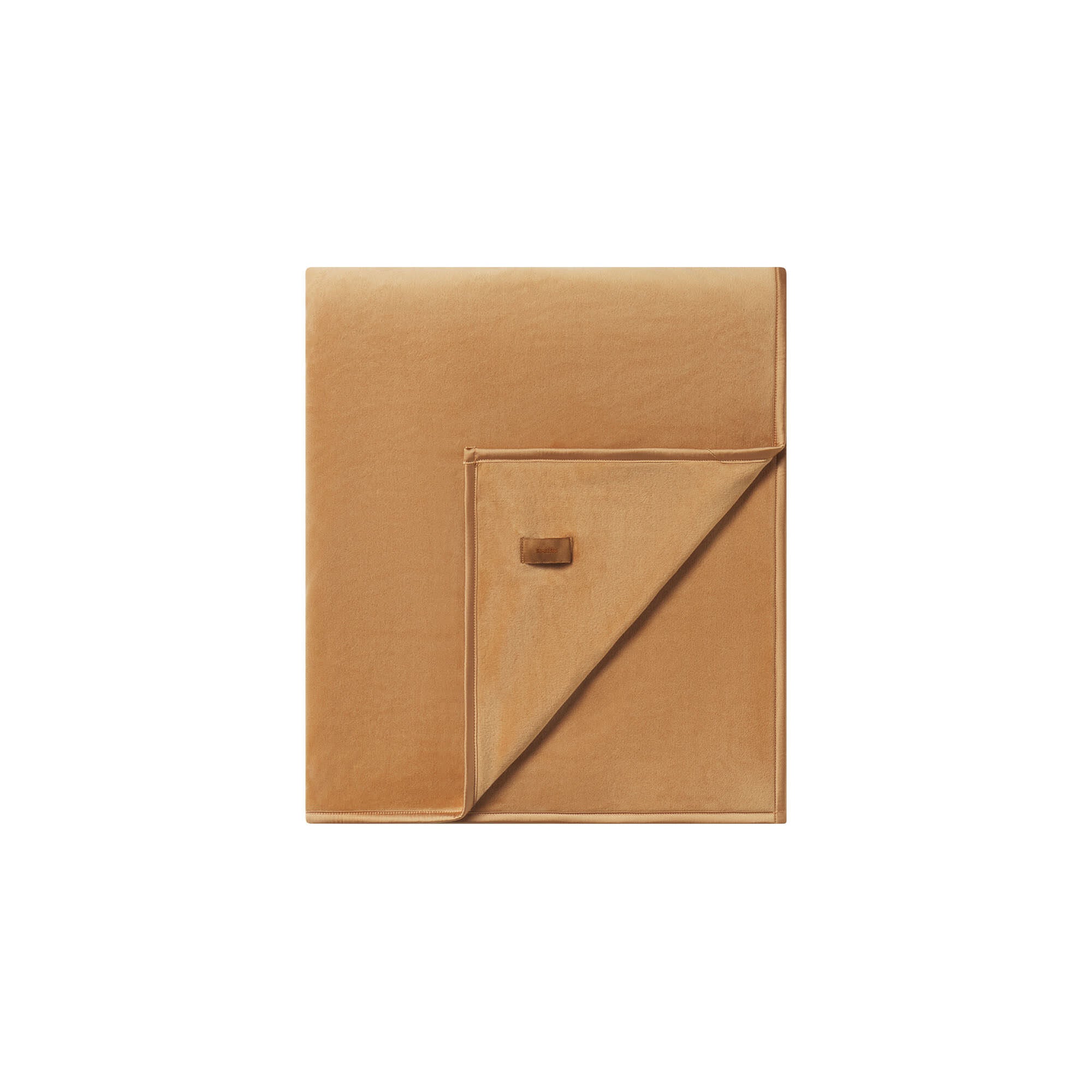 VELOUR BLANKET | ALMOND & LAYS FLAT ON A WHITE BACKGROUND | FLT
