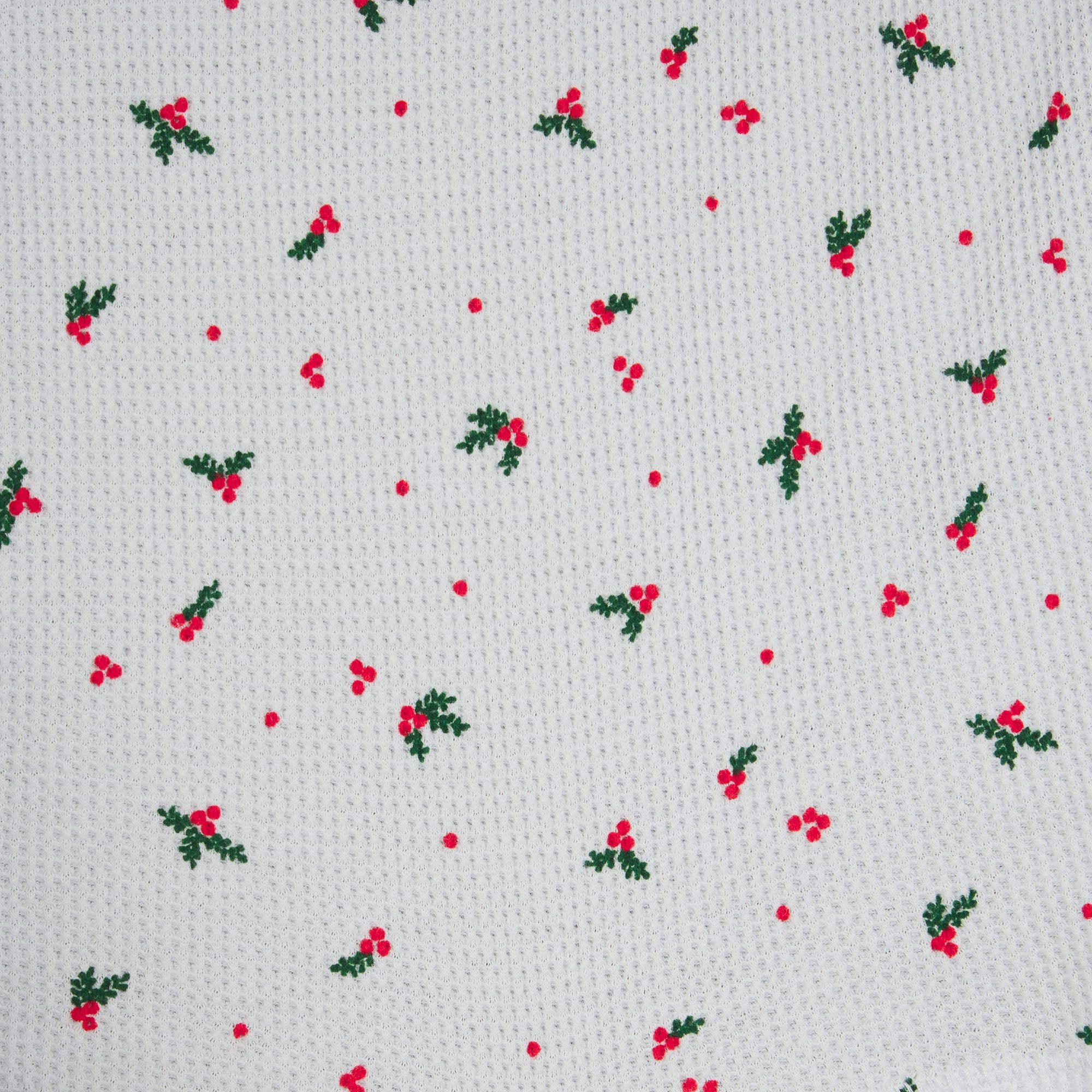 WAFFLE LONG SLEEVE HENLEY AND SHORT SET | CLOUD HOLLY PRINT ADDITIONAL FABRIC DETAILS