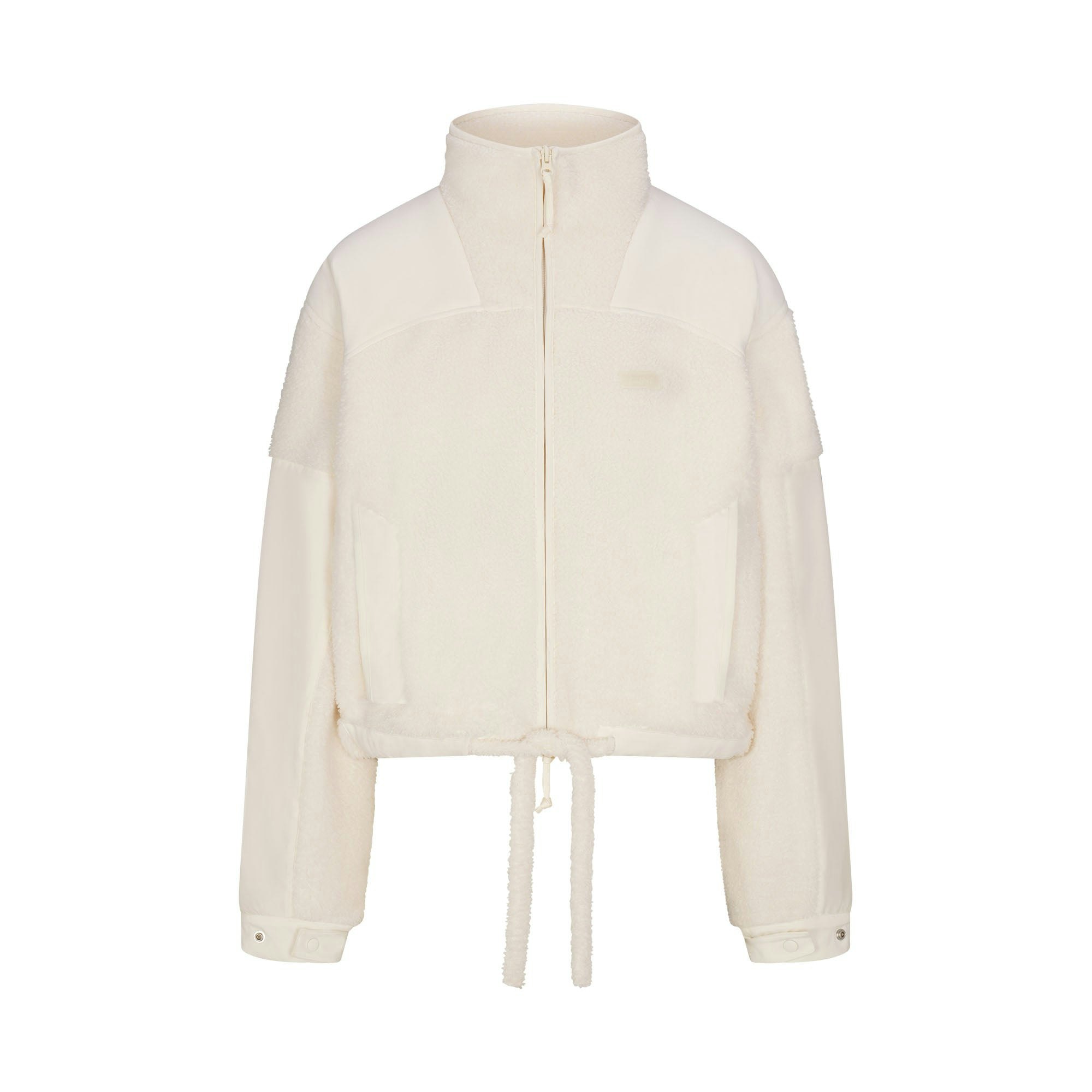 TEDDY BOXY ZIP UP | ECRU FLAT ON A WHITE BACKGROUND | FLT