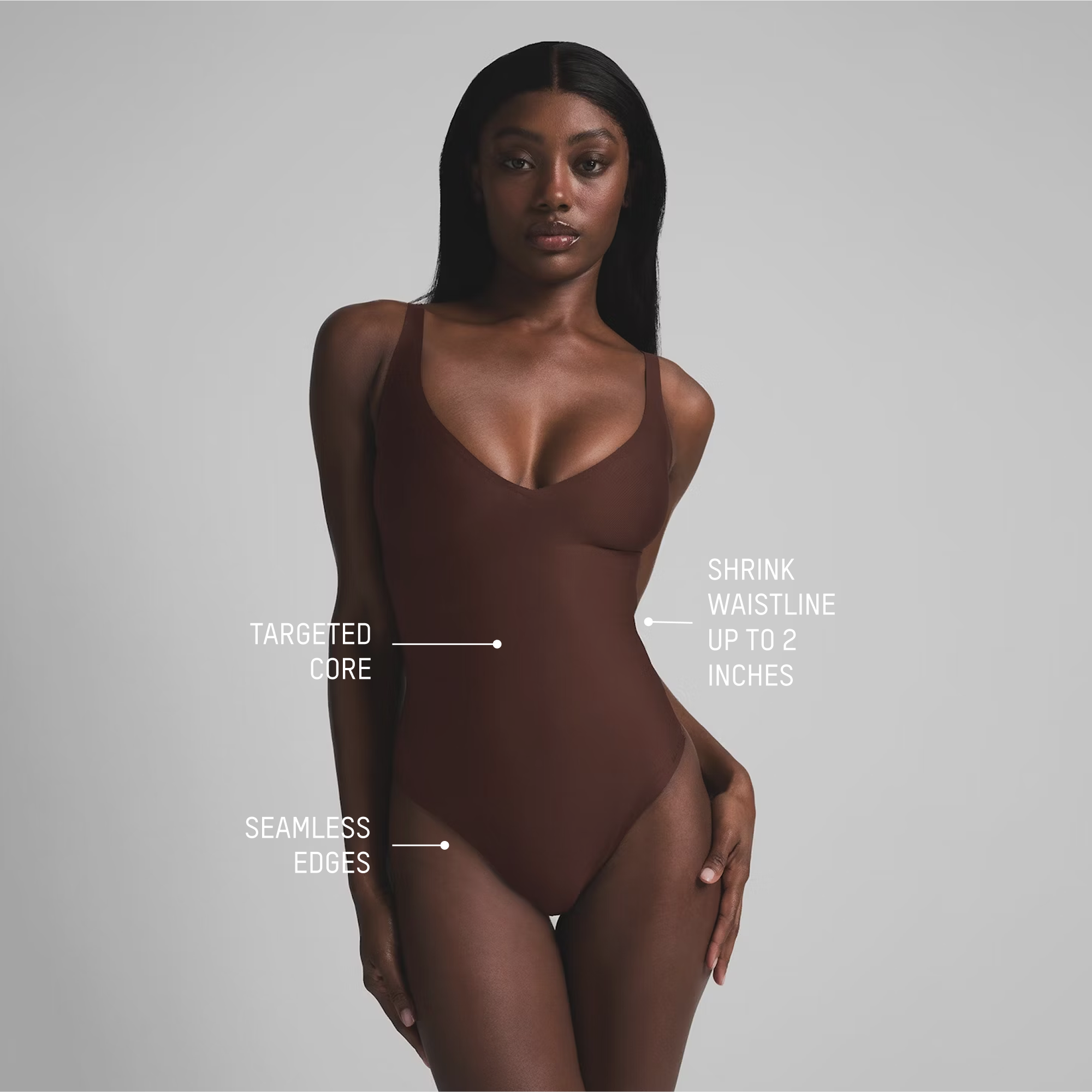 SKIMS BODY CORE SCULPT PLUNGE THONG BODYSUIT | PDP USPS