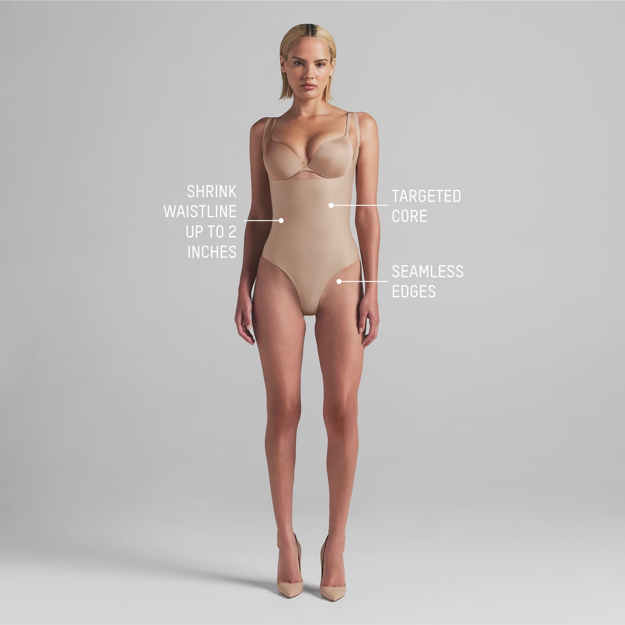 SKIMS BODY CORE SCULPT OPEN BUST THONG BODYSUIT | JASPER