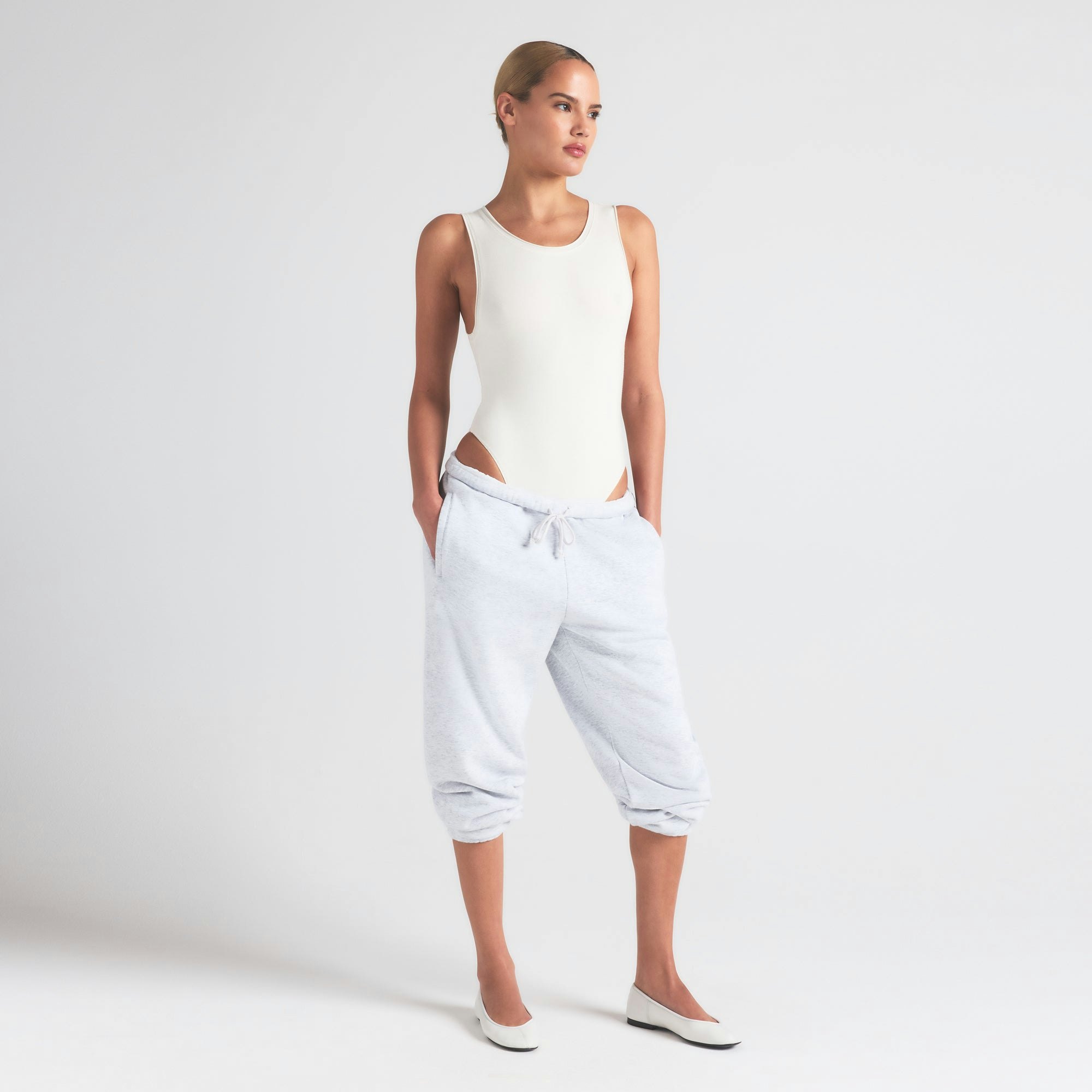 COTTON JERSEY TANK BODYSUIT | MARBLE ON A MODEL FRONT VIEW | FOCUS: 0.0, 1.0, 0.9