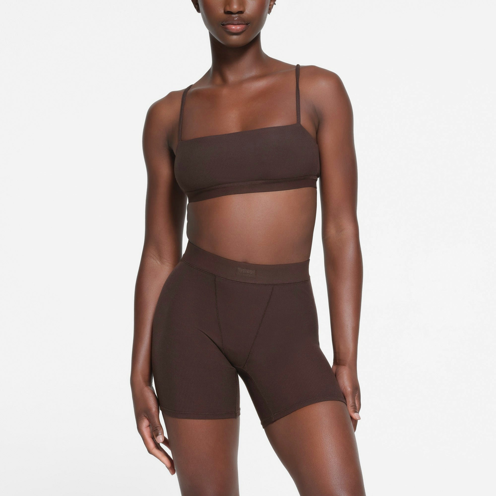 SOFT LOUNGE STRAPPY BRALETTE | PHOENIX ON A MODEL FRONT VIEW