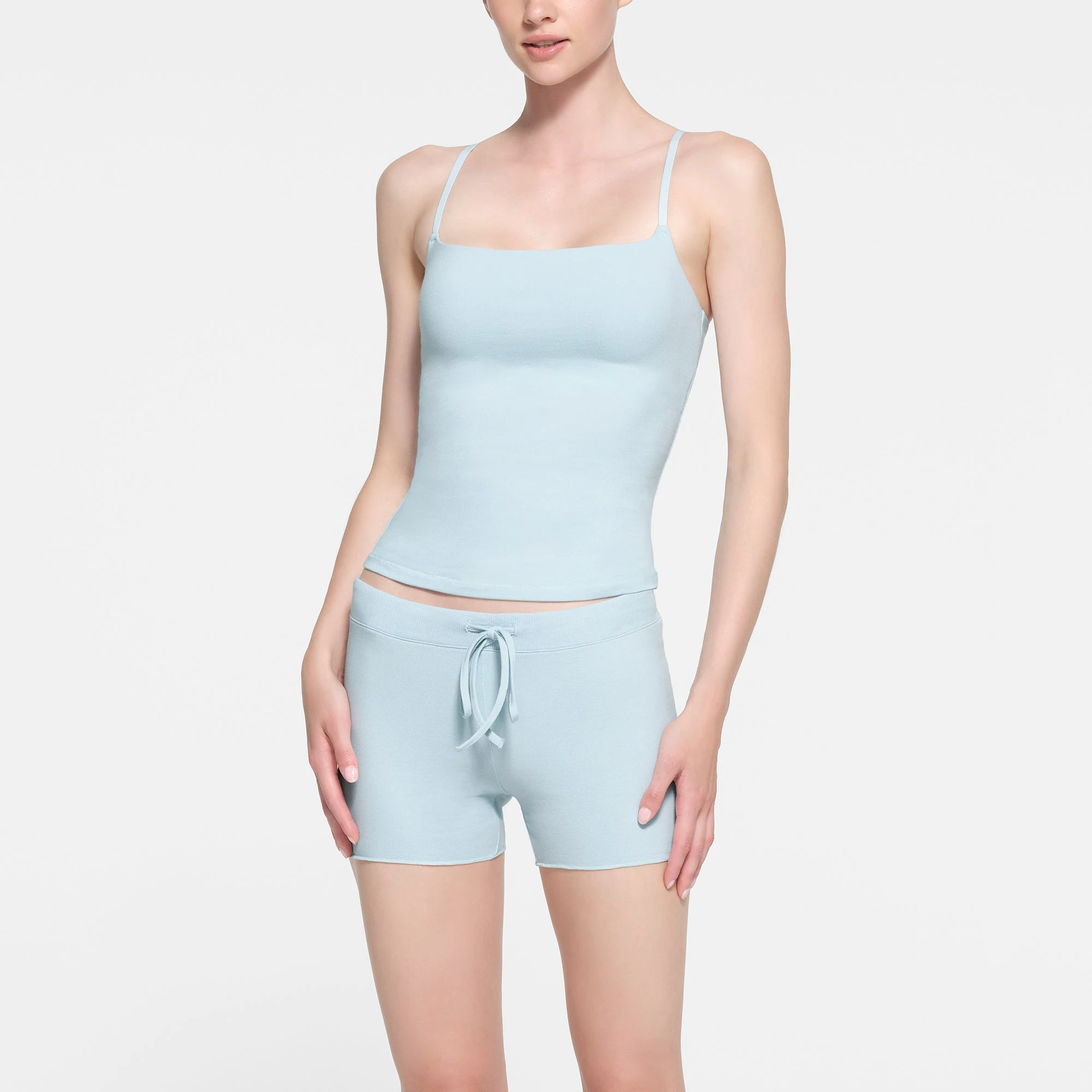 COTTON JERSEY CAMI | OPAL ON A MODEL FRONT VIEW