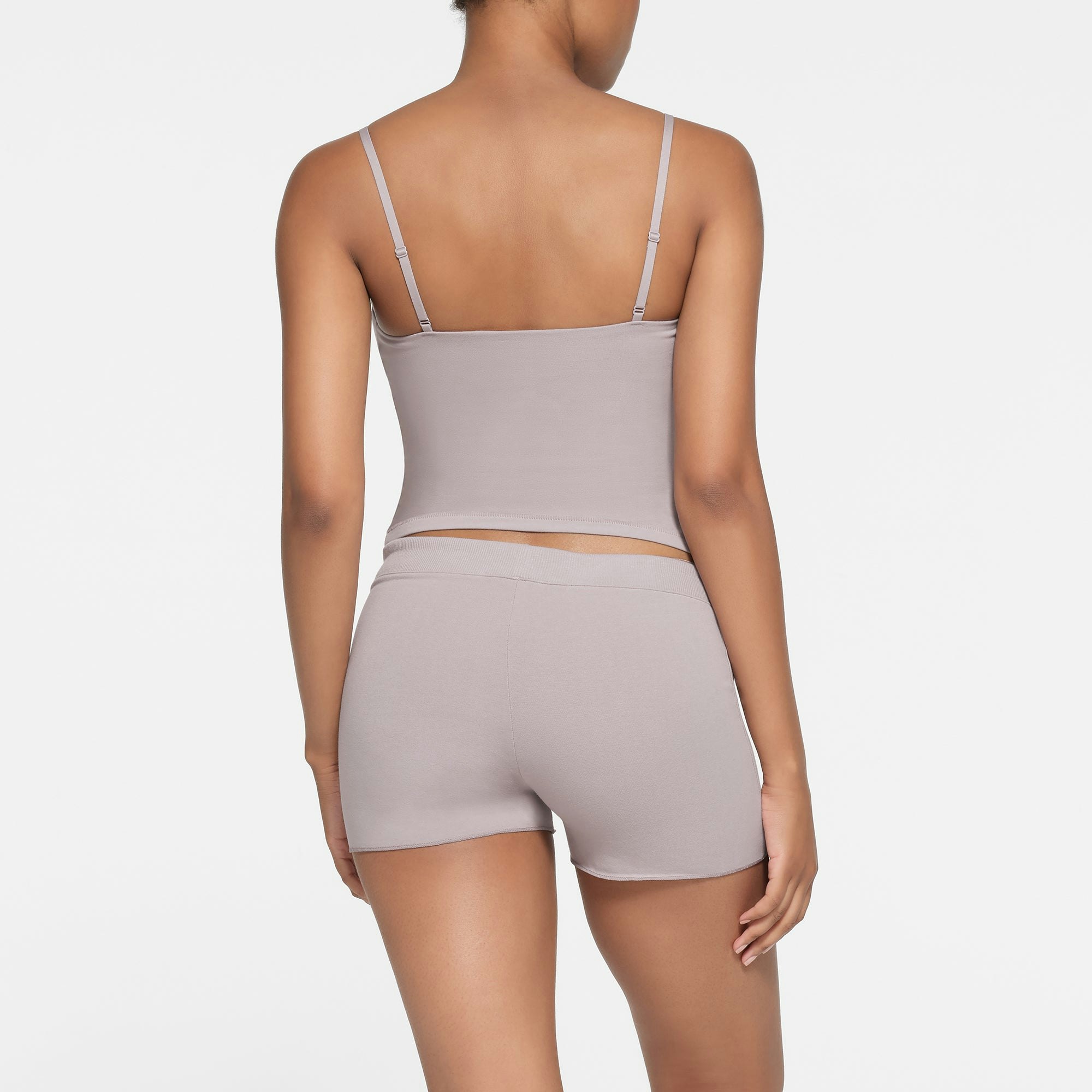 COTTON JERSEY CAMI | OYSTER ON A MODEL BACK VIEW