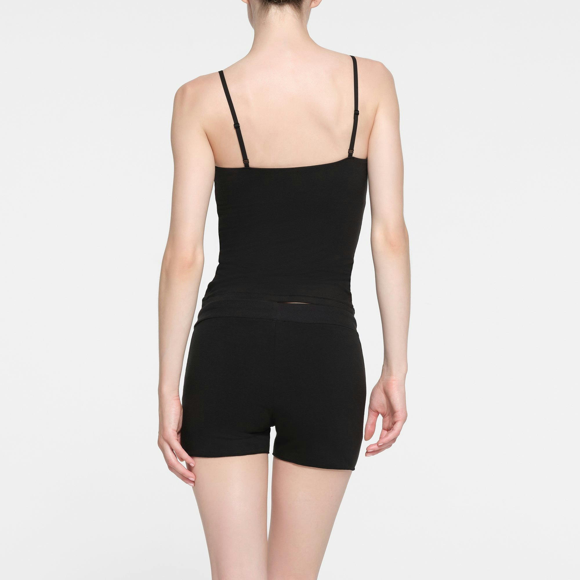 COTTON JERSEY CAMI | SOOT ON A MODEL BACK VIEW