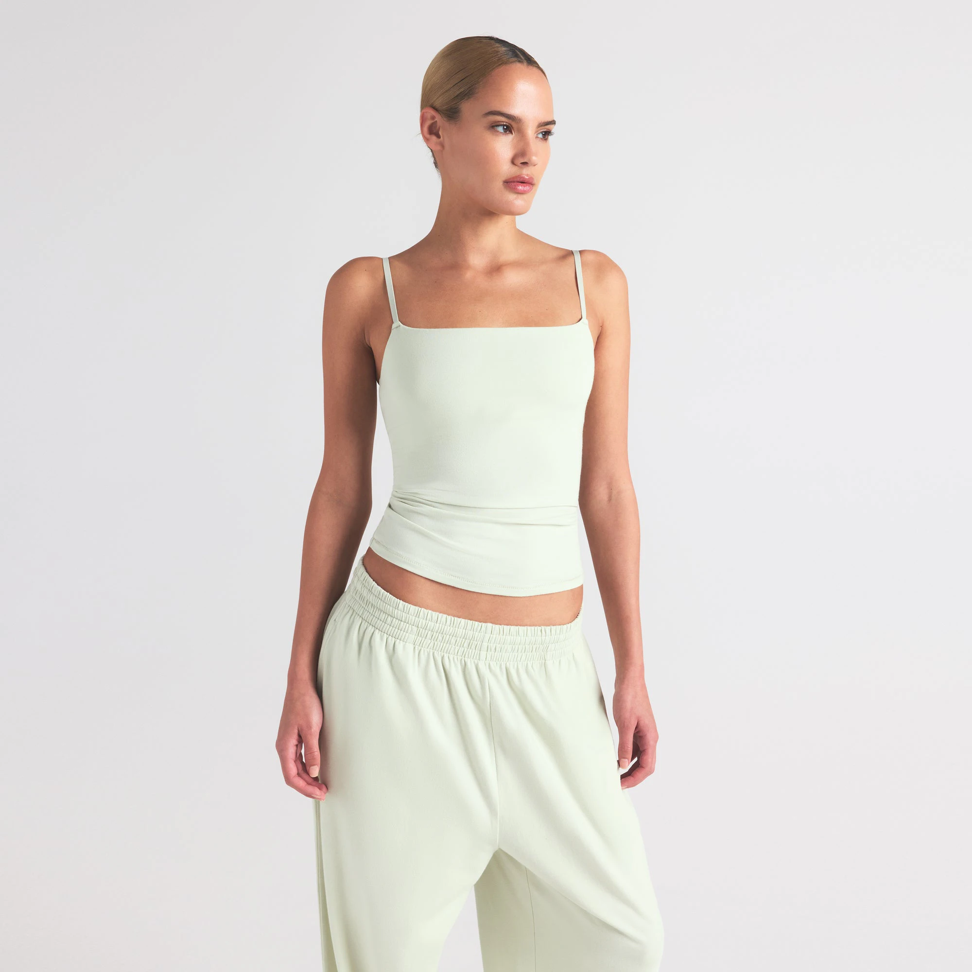 COTTON JERSEY CAMI | SPEARMINT ON A MODEL SIDE VIEW | FOCUS: 0.0, 1.0, 0.9