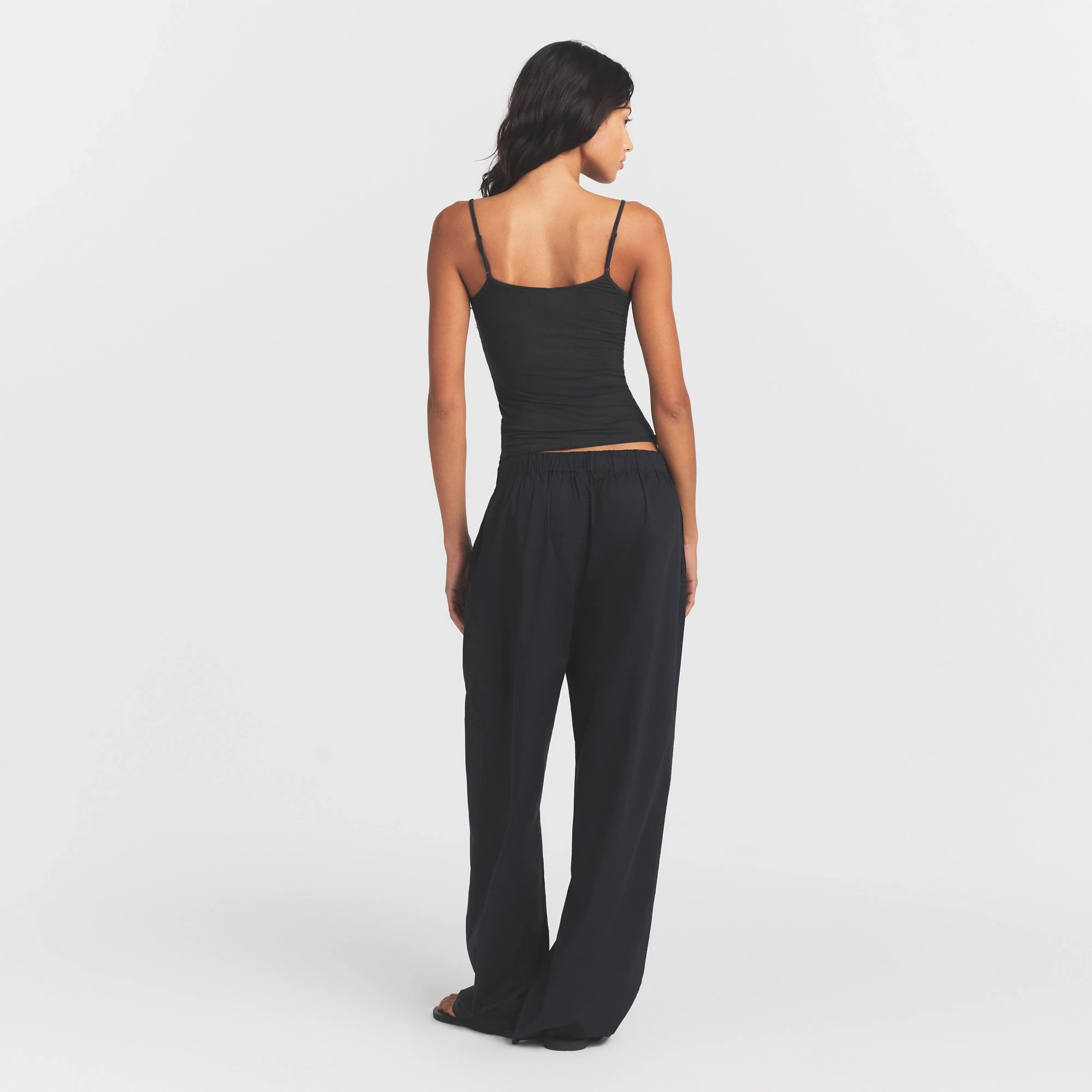 SHEER MODAL LACE CAMI | ONYX ON A MODEL FRONT VIEW