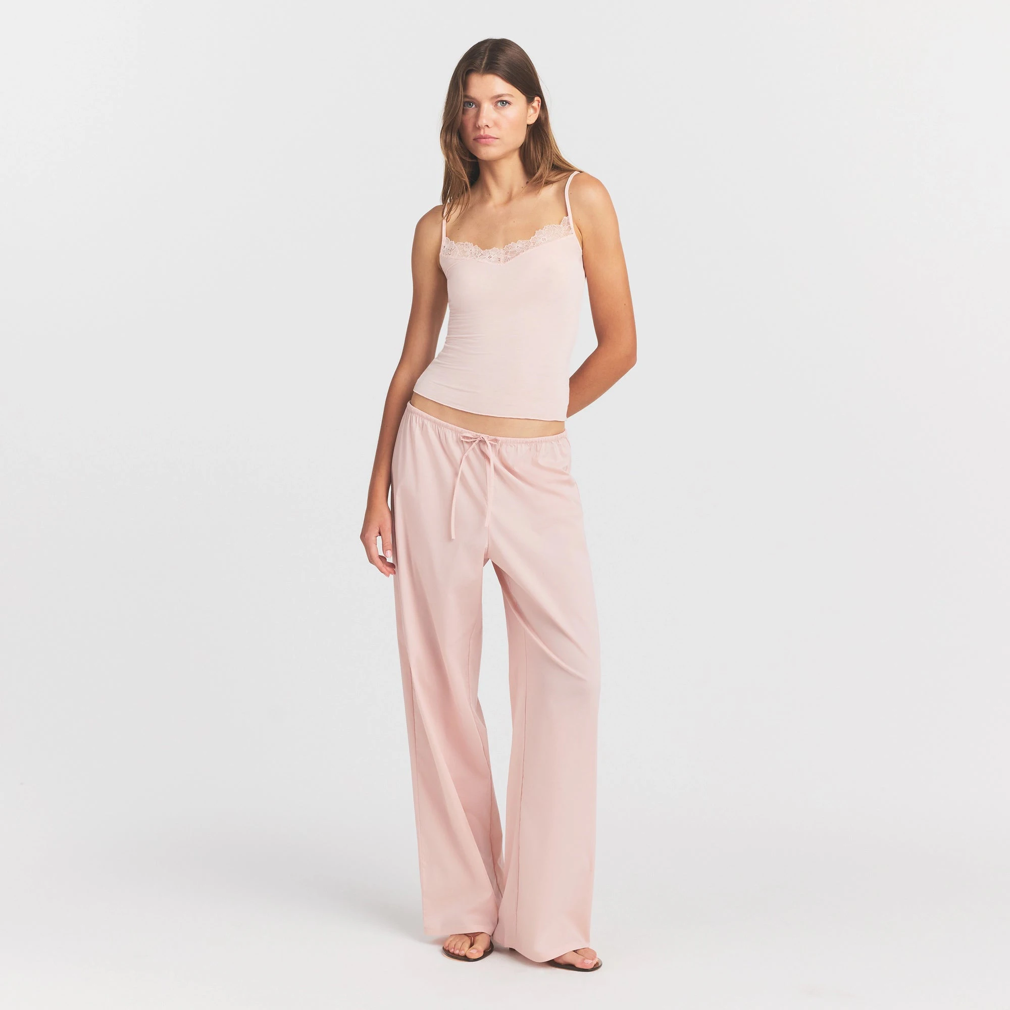 SHEER MODAL LACE CAMI | PRIMROSE ON A MODEL FRONT VIEW