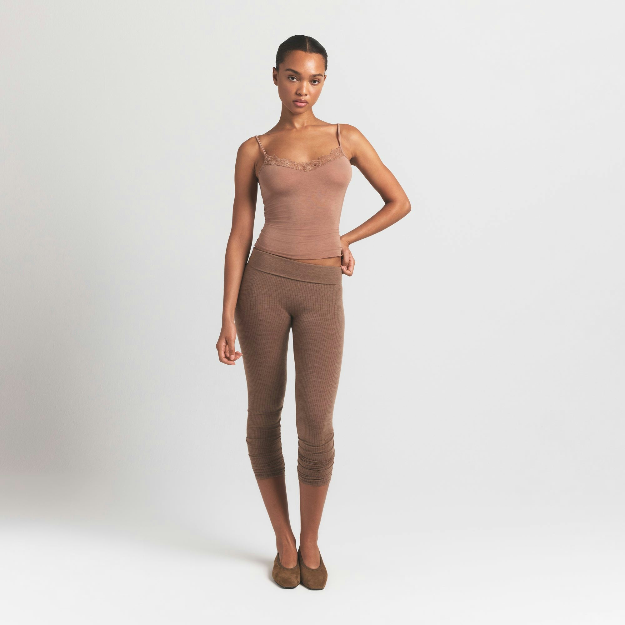 SHEER MODAL LACE CAMI | SIENNA ON A MODEL FRONT VIEW S | FOCUS: 0.0, 1.0, 0.9