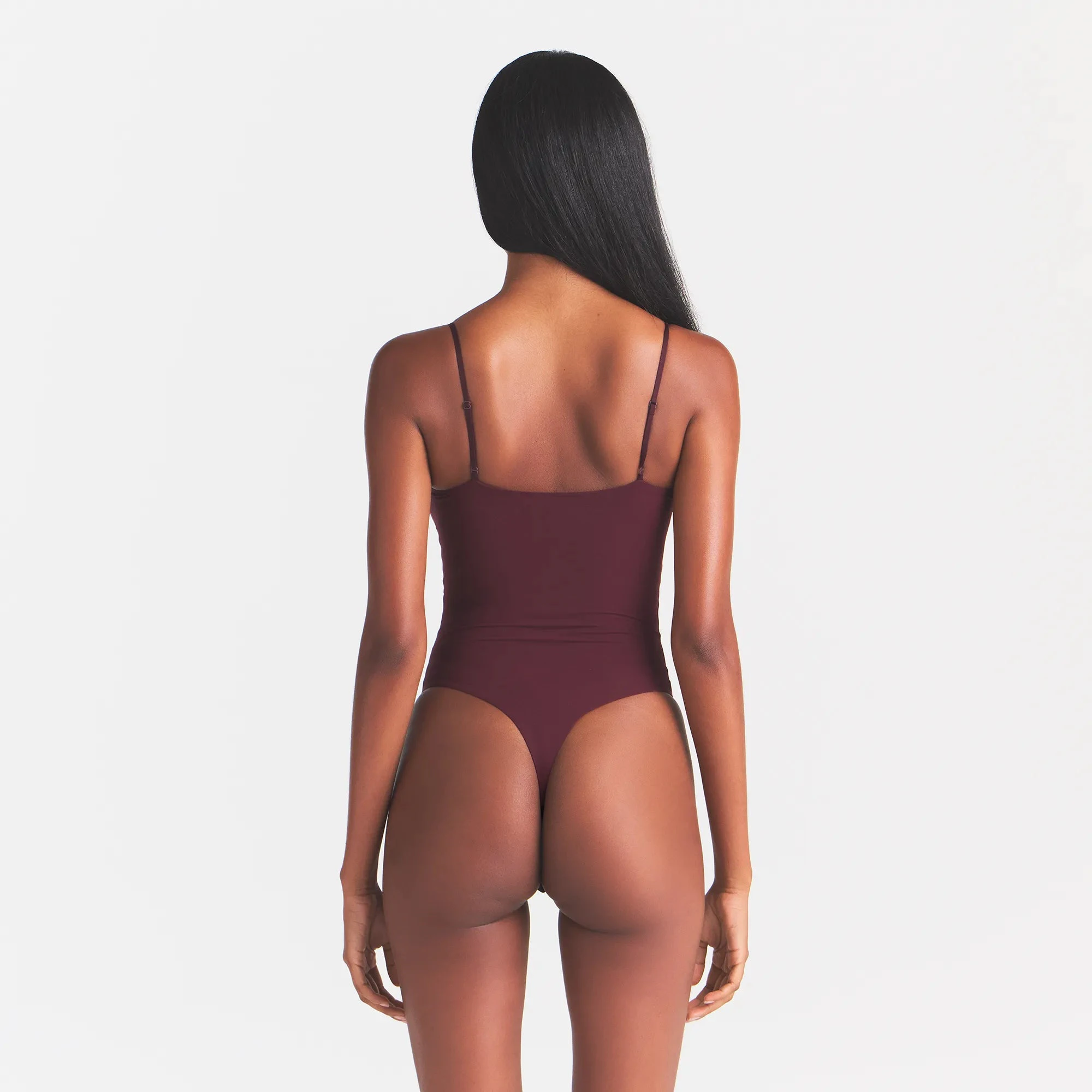 FITS EVERYBODY CAMI BODYSUIT | CURRANT & LAYS FLAT ON A WHITE BACKGROUND | FLT