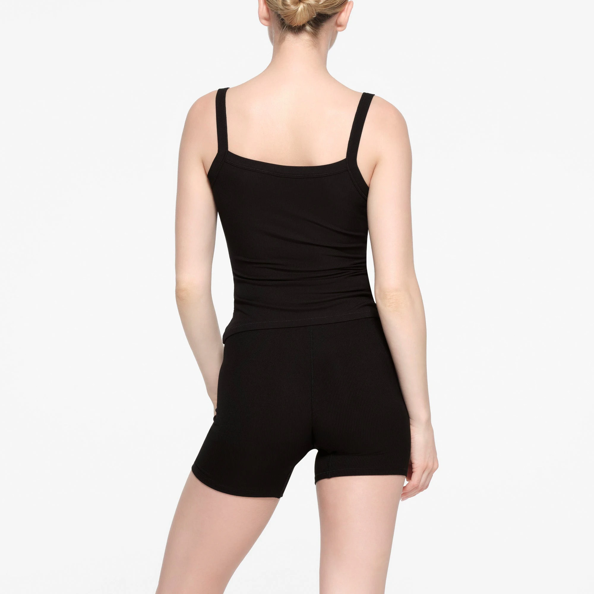 SOFT LOUNGE SCOOP NECK TANK | ONYX ON A MODEL BACK VIEW