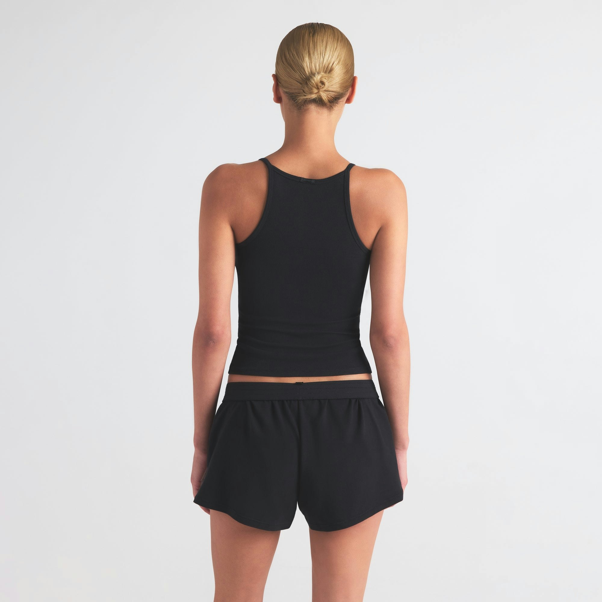 COTTON RIB LONG CAMI | SOOT ON A MODEL SIDE VIEW | FOCUS: 0.0, 1.0, 0.9