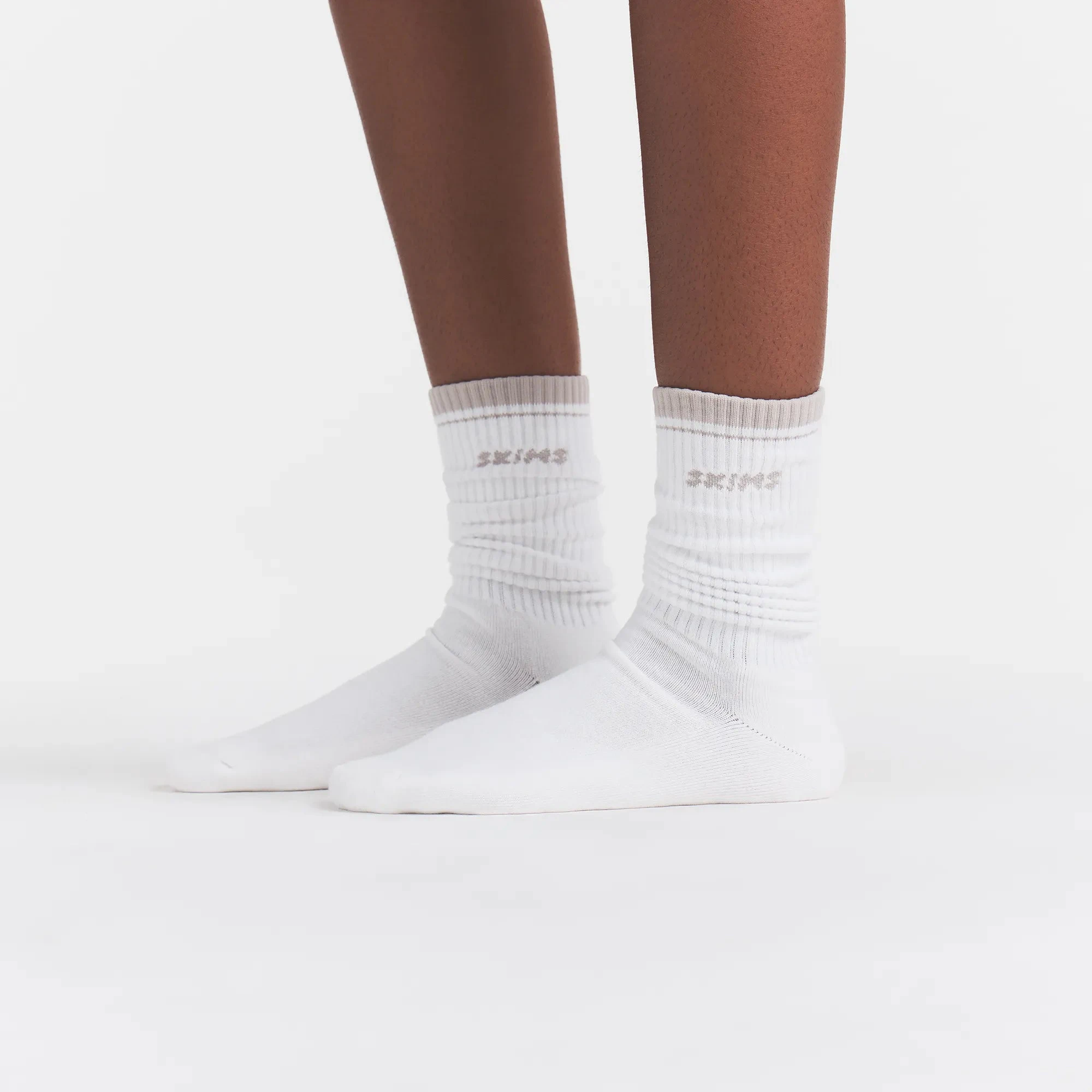 RIBBED CREW LOGO SOCK 3-PACK | STONE MULTI & LAYS FLAT ON A WHITE BACKGROUND | FLT