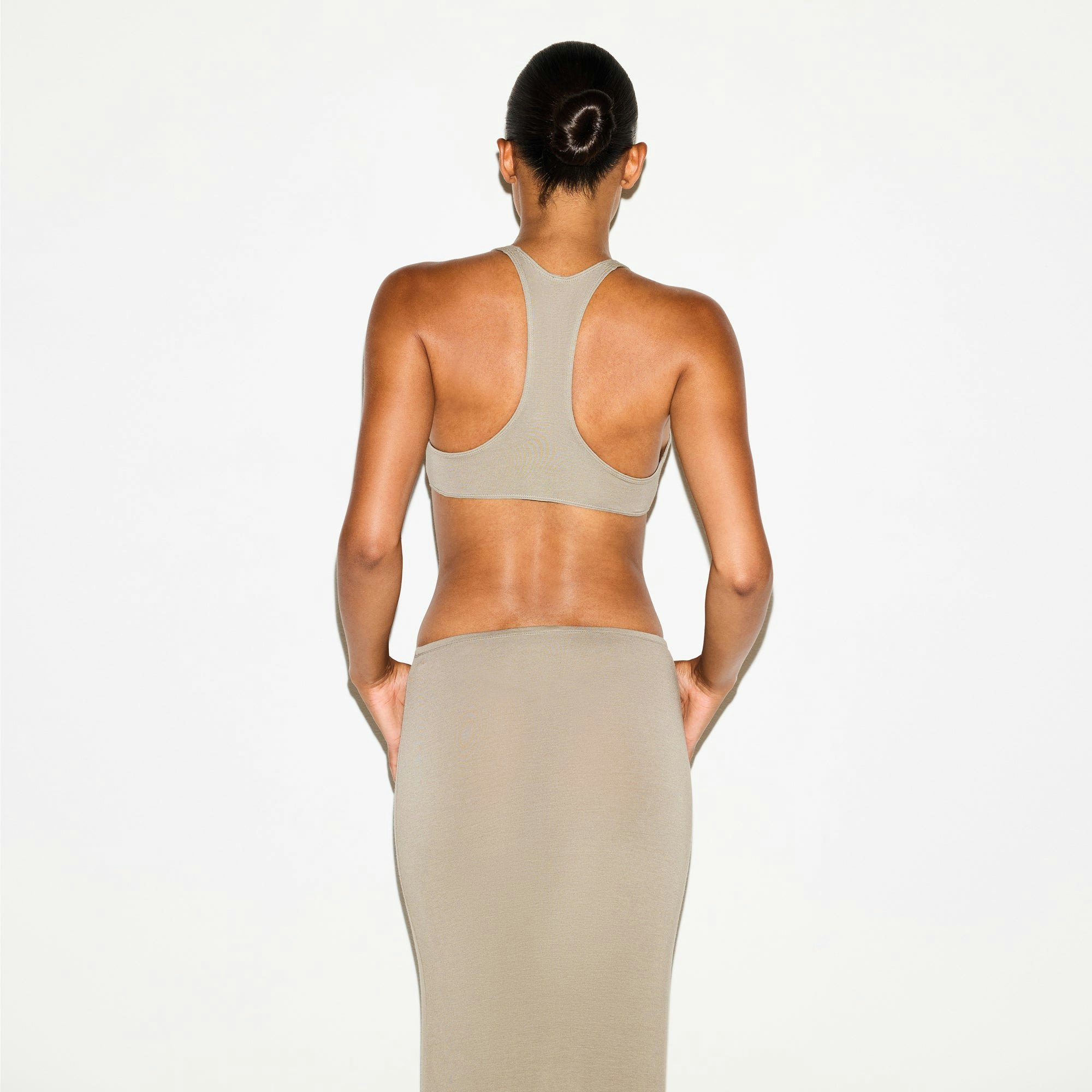 SHEER MODAL SCOOP BRALETTE | DUNE ON A MODEL SIDE VIEW @ | FOCUS: 0.0, 1.0, 0.9