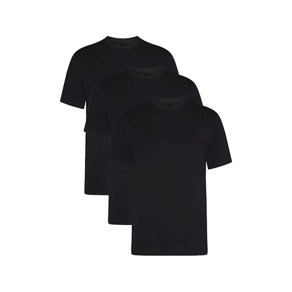 SKIMS BASICS MENS LIGHTWEIGHT T-SHIRT 3-PACK | OBSIDIAN ON A MODEL FRONT VIEW