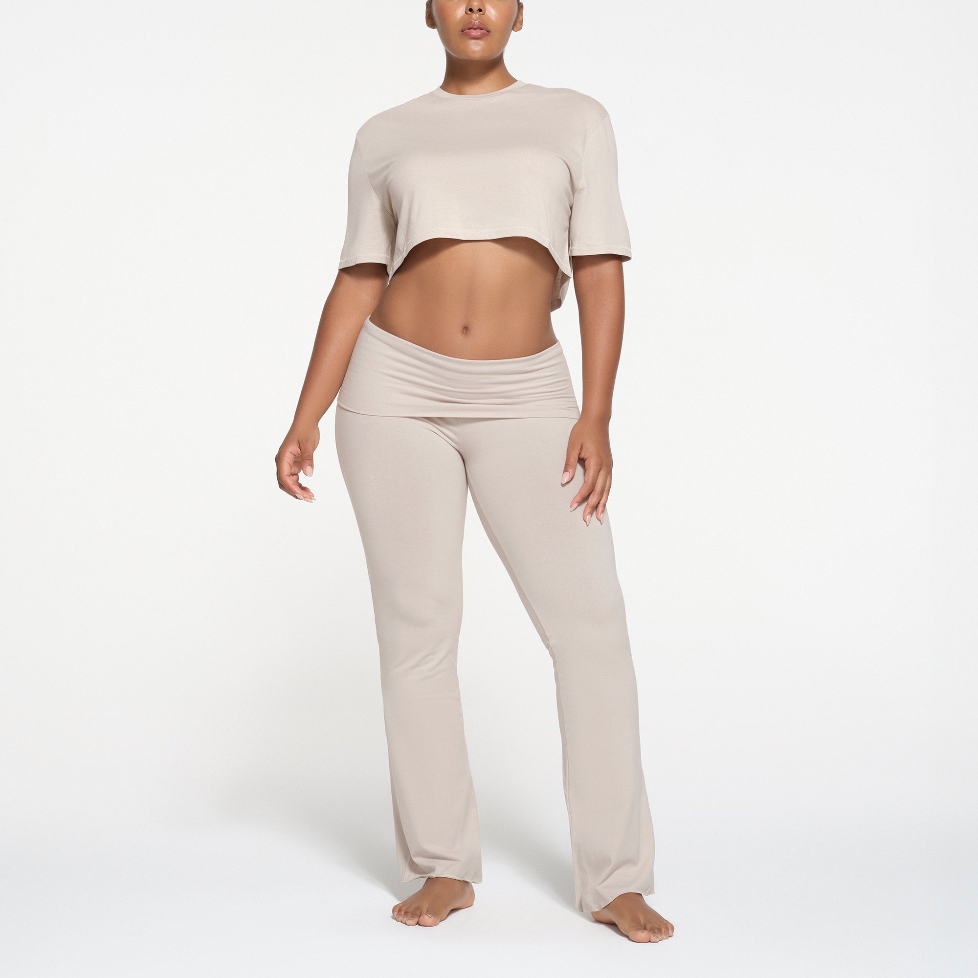 RELAXED TEES OVERSIZED CROPPED T SHIRT STONE
