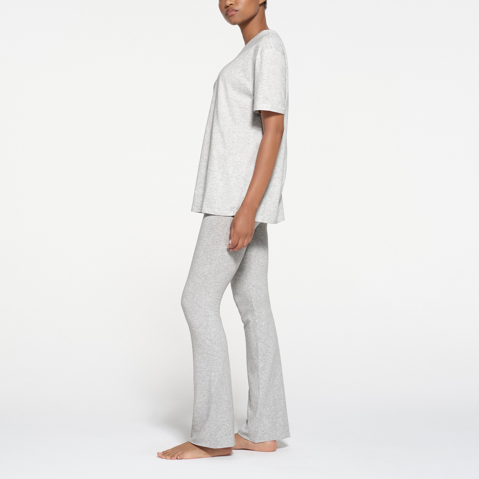 RELAXED TEES OVERSIZED LONG T-SHIRT | LIGHT HEATHER GREY