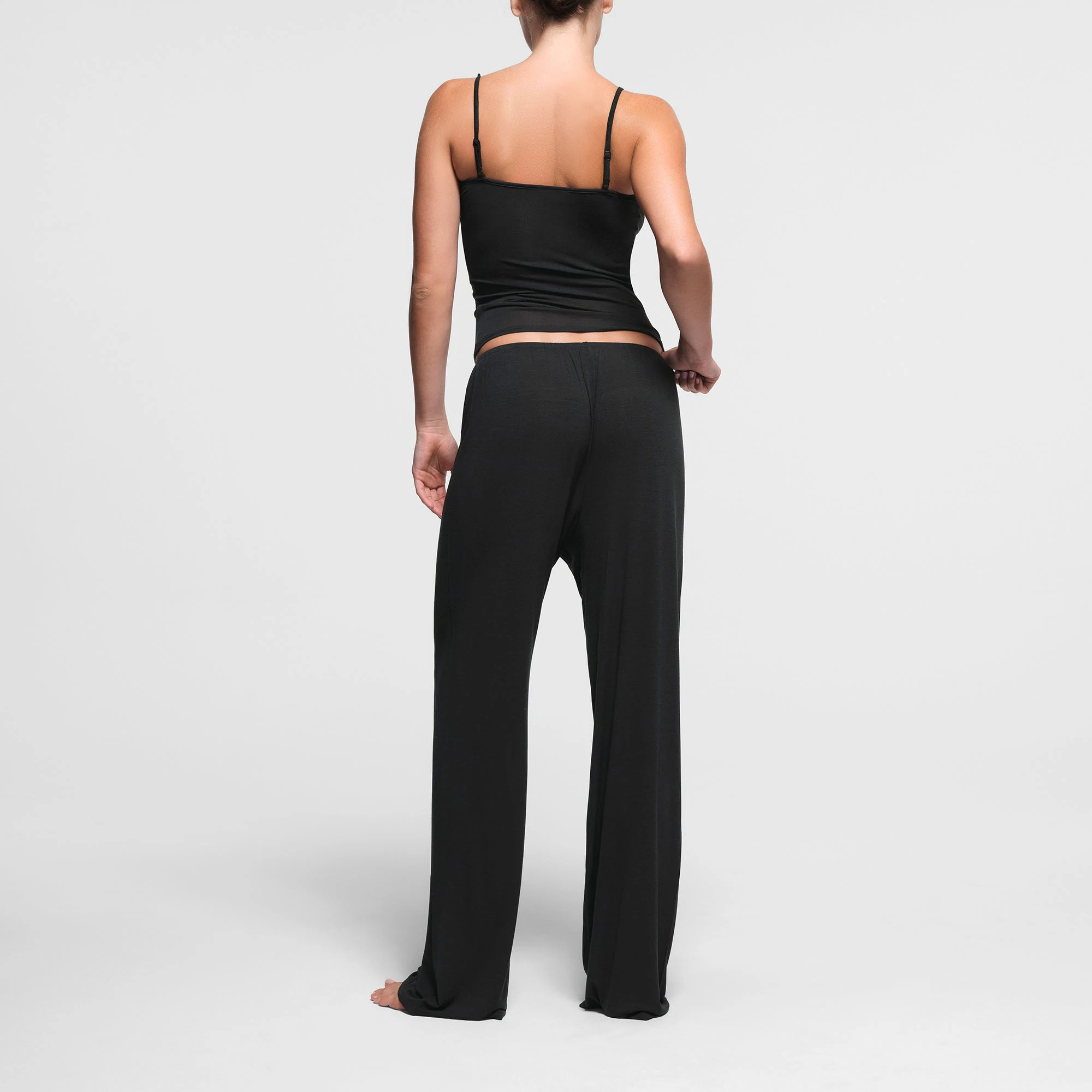 SHEER MODAL CAMI | ONYX ON A MODEL BACK VIEW