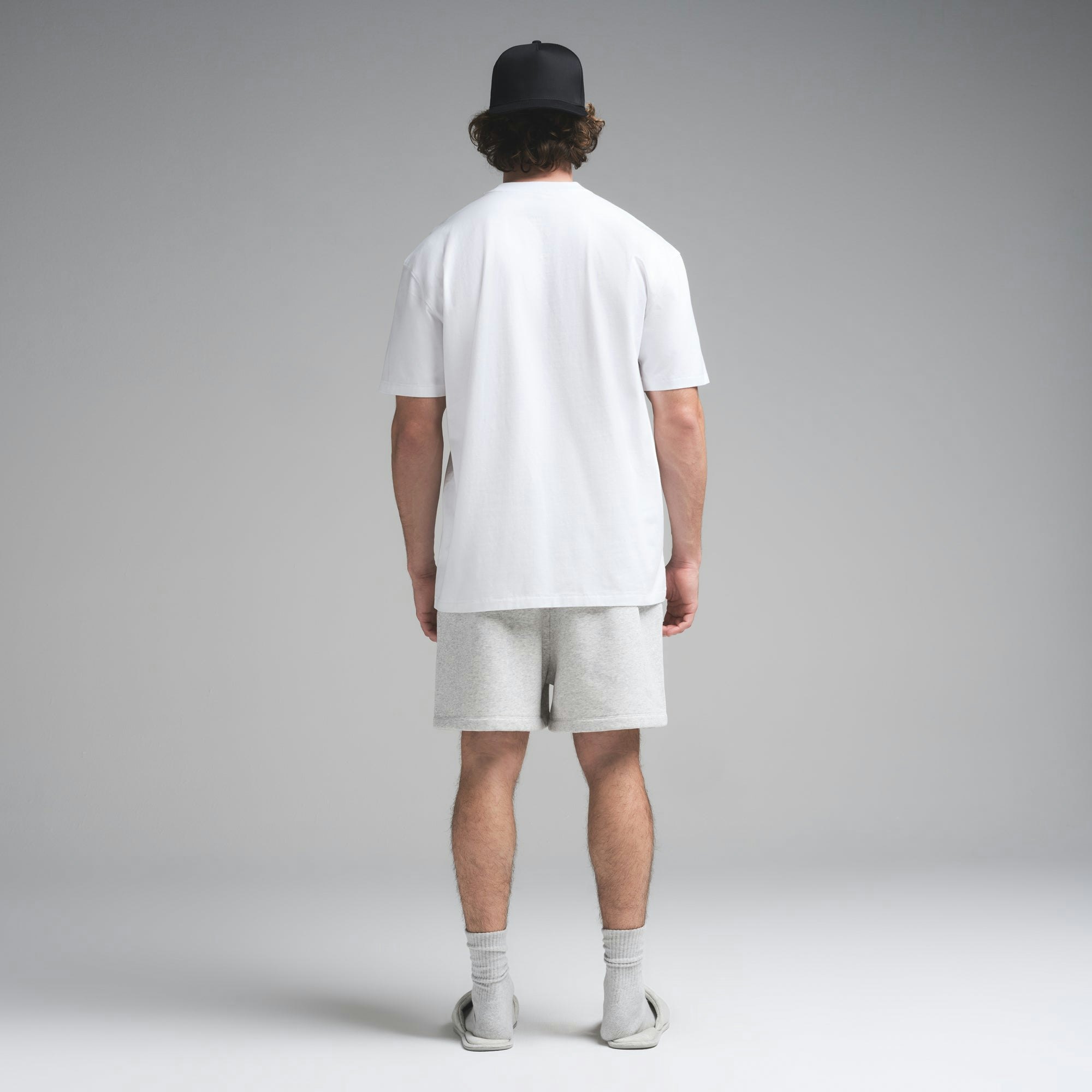 HEAVYWEIGHT COTTON MENS RELAXED T-SHIRT | CHALK ON A MODEL FRONT VIEW | FOCUS: 0.0, 1.0, 0.9