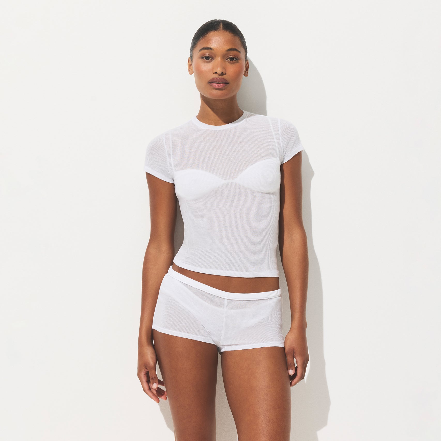Tシャツ・カットソー hug your skin Togging Hotfix Sleeveless White 25SSTOP07WH all products - top - hug your skin
