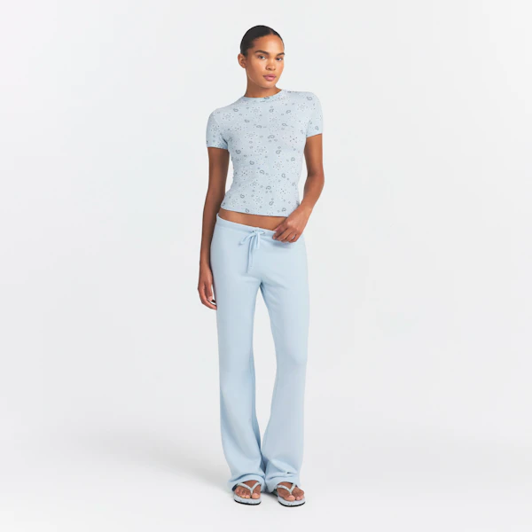 COTTON JERSEY T-SHIRT | POWDER BLUE BANDANA ON A MODEL FRONT VIEW