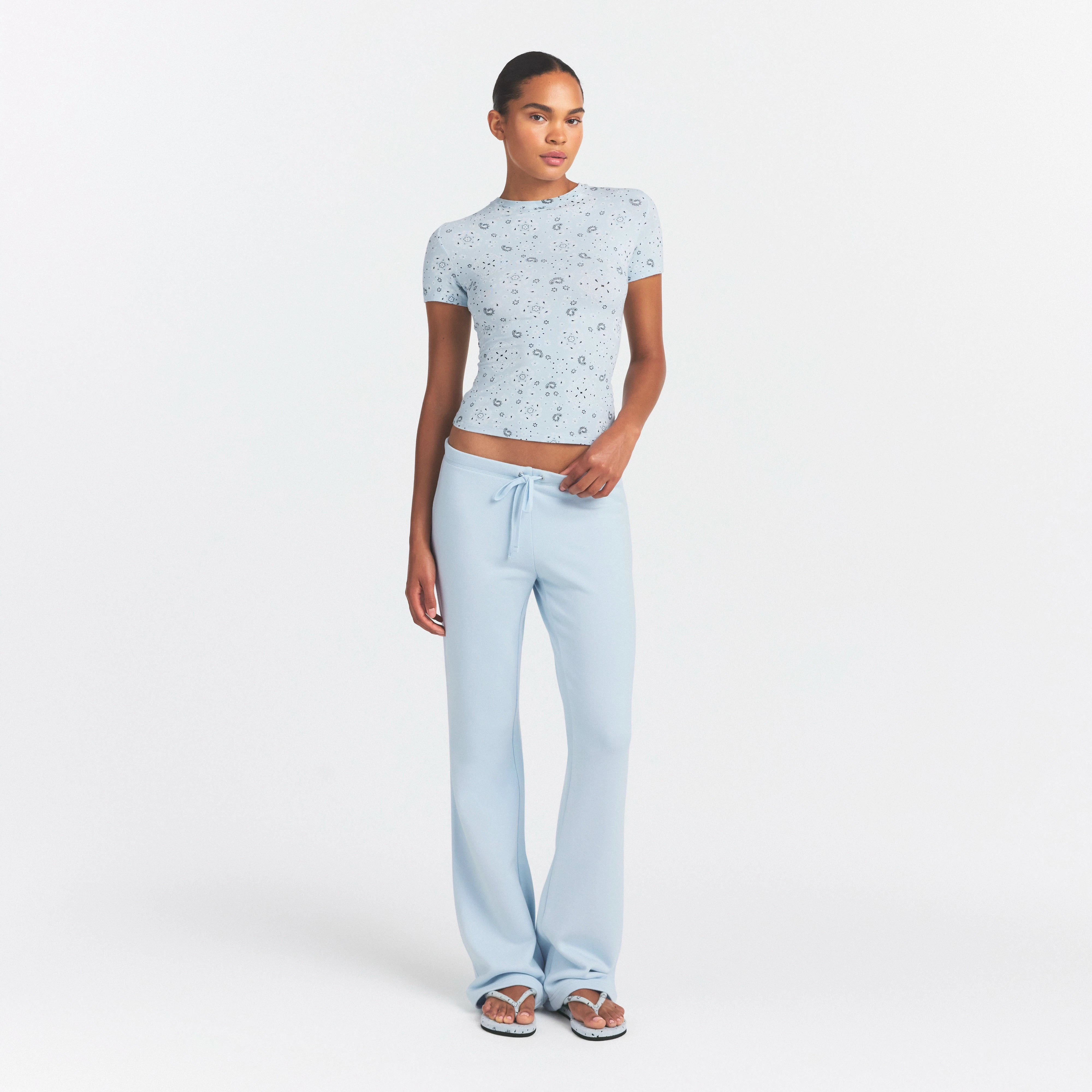 COTTON JERSEY T-SHIRT | POWDER BLUE BANDANA ON A MODEL FRONT VIEW @ | FOCUS: 0.0, 1.0, 0.9