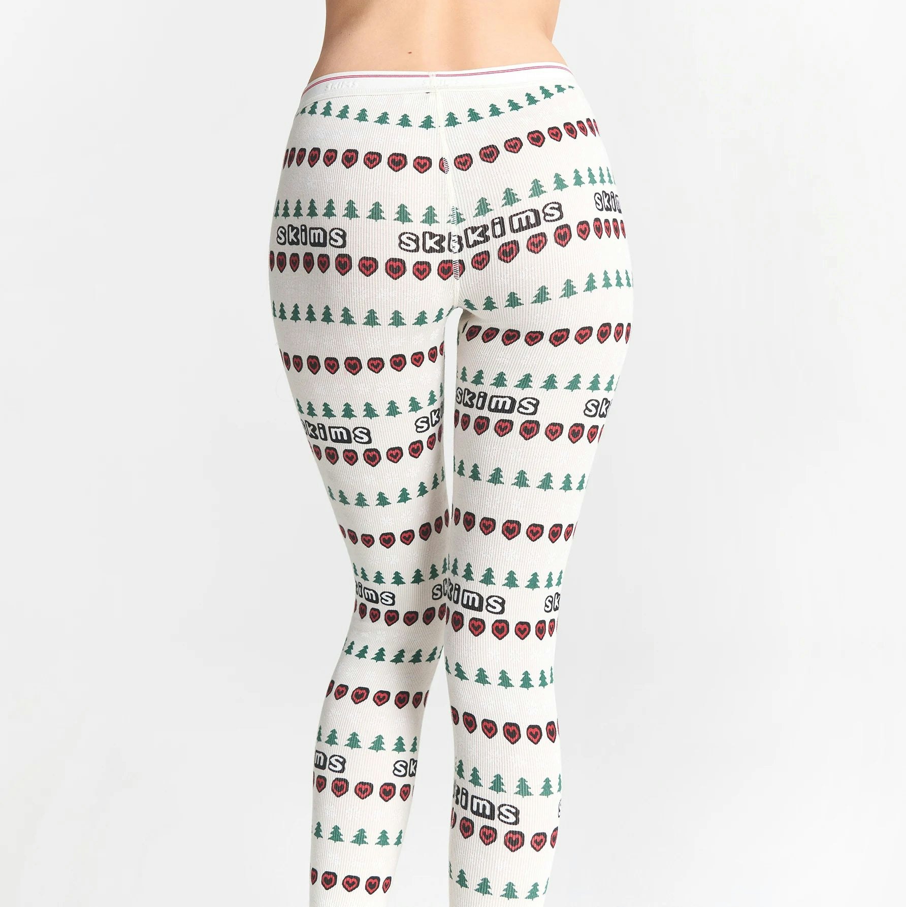 CACTUS PLANT FLEA MARKET X SKIMS COTTON RIB HENLEY AND LEGGING SET | MARBLE PINE FAIR ISLE ON A MODEL BACK VIEW @ | FOCUS: 0.0, 1.0, 0.9