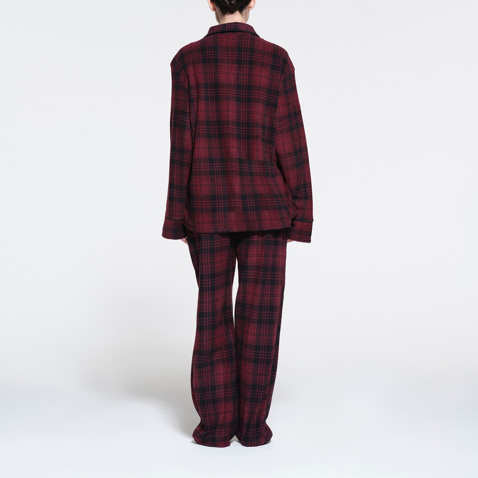 FLEECE SLEEP UNISEX SLEEP SET WINE PLAID