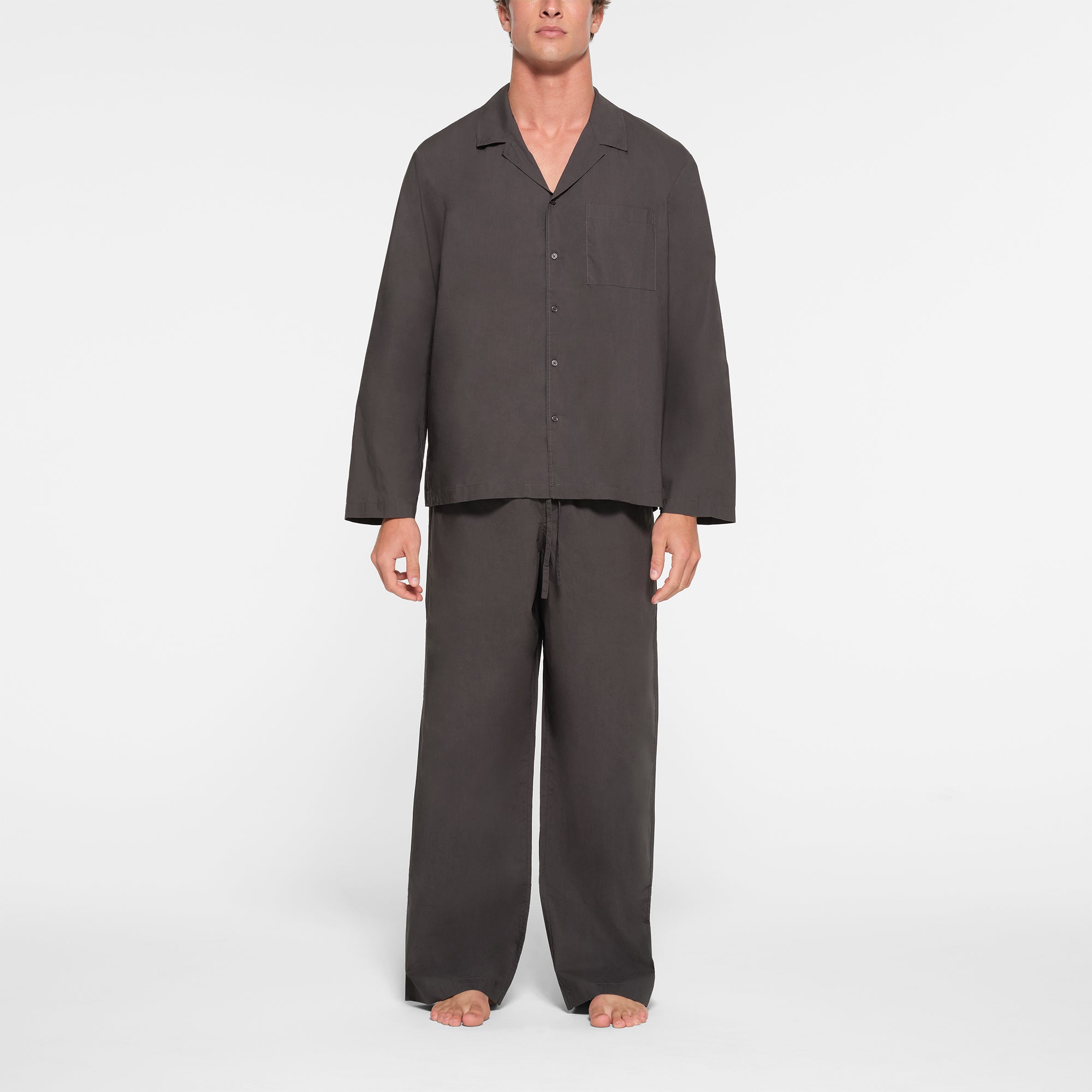COTTON POPLIN MENS LONG SLEEP SET ASH