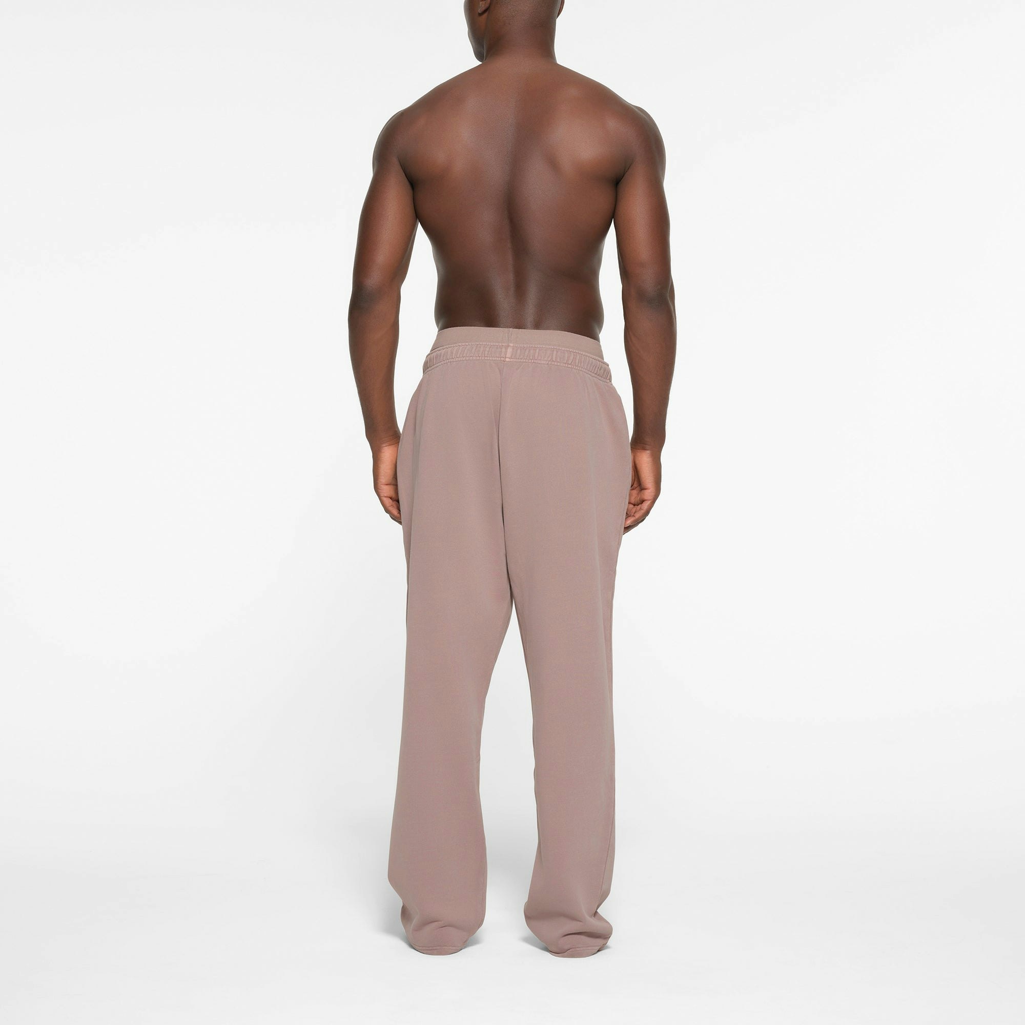 TERRY MENS STRAIGHT LEG PANT | FAWN ON A MODEL BACK VIEW
