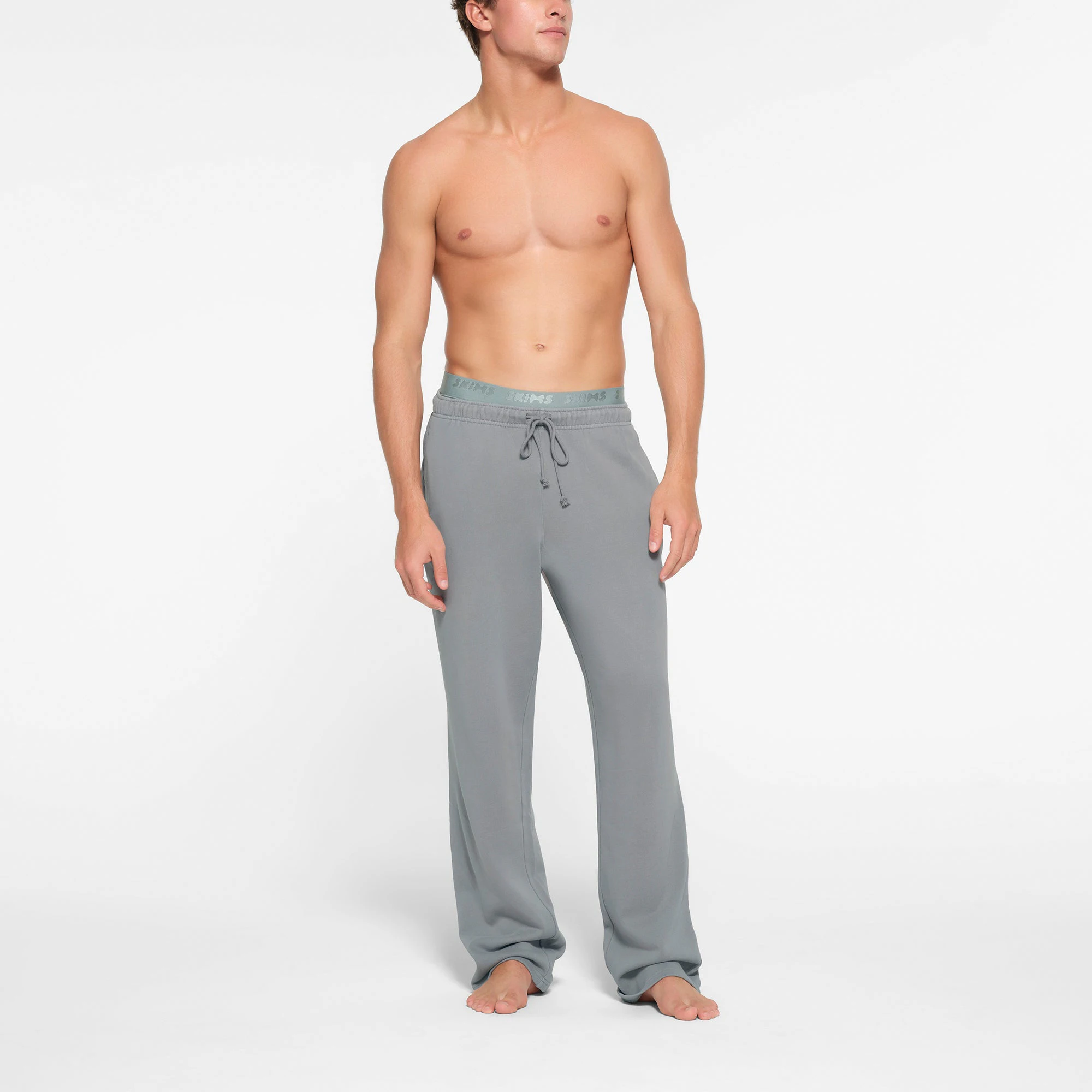 TERRY MENS STRAIGHT LEG PANT | PACIFIC ON A MODEL FRONT VIEW