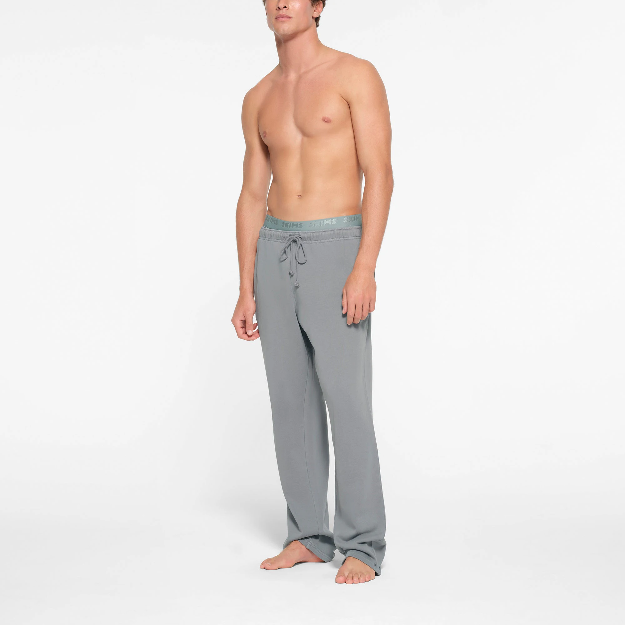 TERRY MENS STRAIGHT LEG PANT | PACIFIC ON A MODEL FRONT VIEW