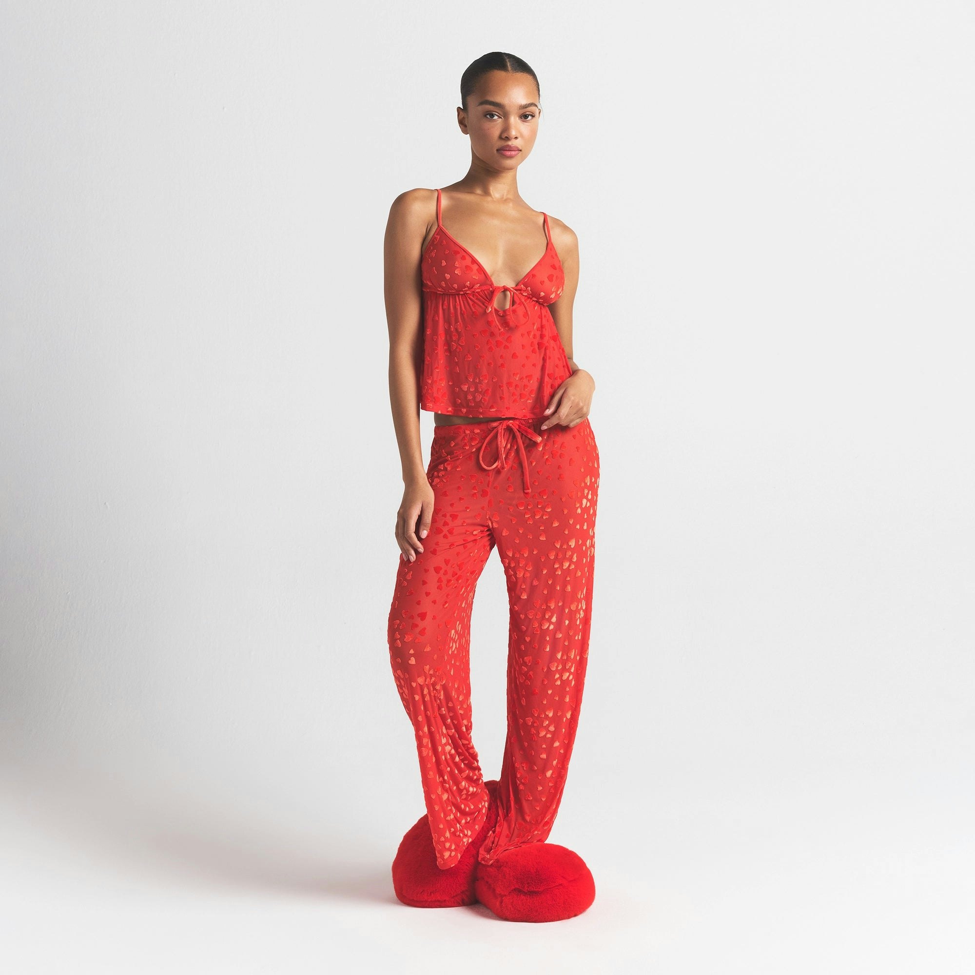 SHEER VELVET CAMI AND PANT SET | RUBY ON A MODEL FRONT VIEW @ | FOCUS: 0.0, 1.0, 0.9