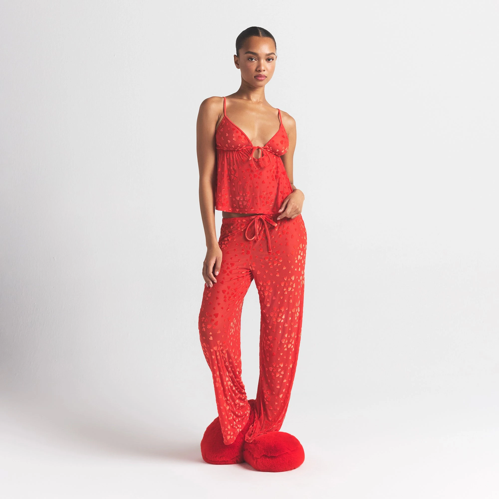 SHEER VELVET CAMI AND PANT SET | RUBY ON A MODEL FRONT VIEW @ | FOCUS: 0.0, 1.0, 0.9