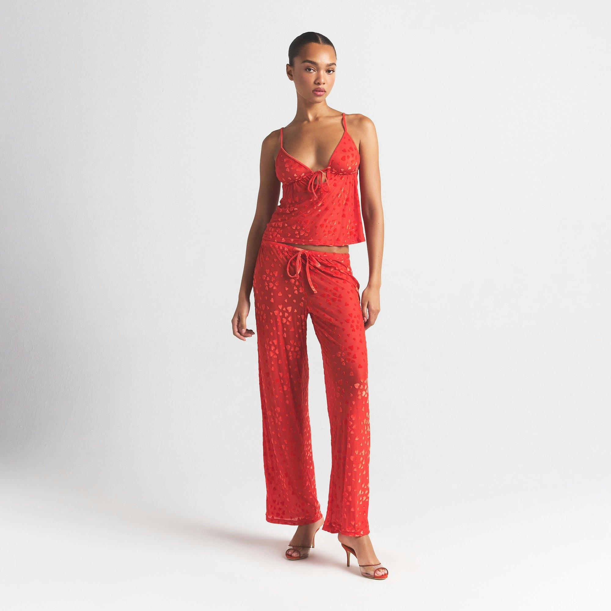 SHEER VELVET CAMI AND PANT SET | RUBY ON A MODEL FRONT VIEW @ | FOCUS: 0.0, 1.0, 0.9